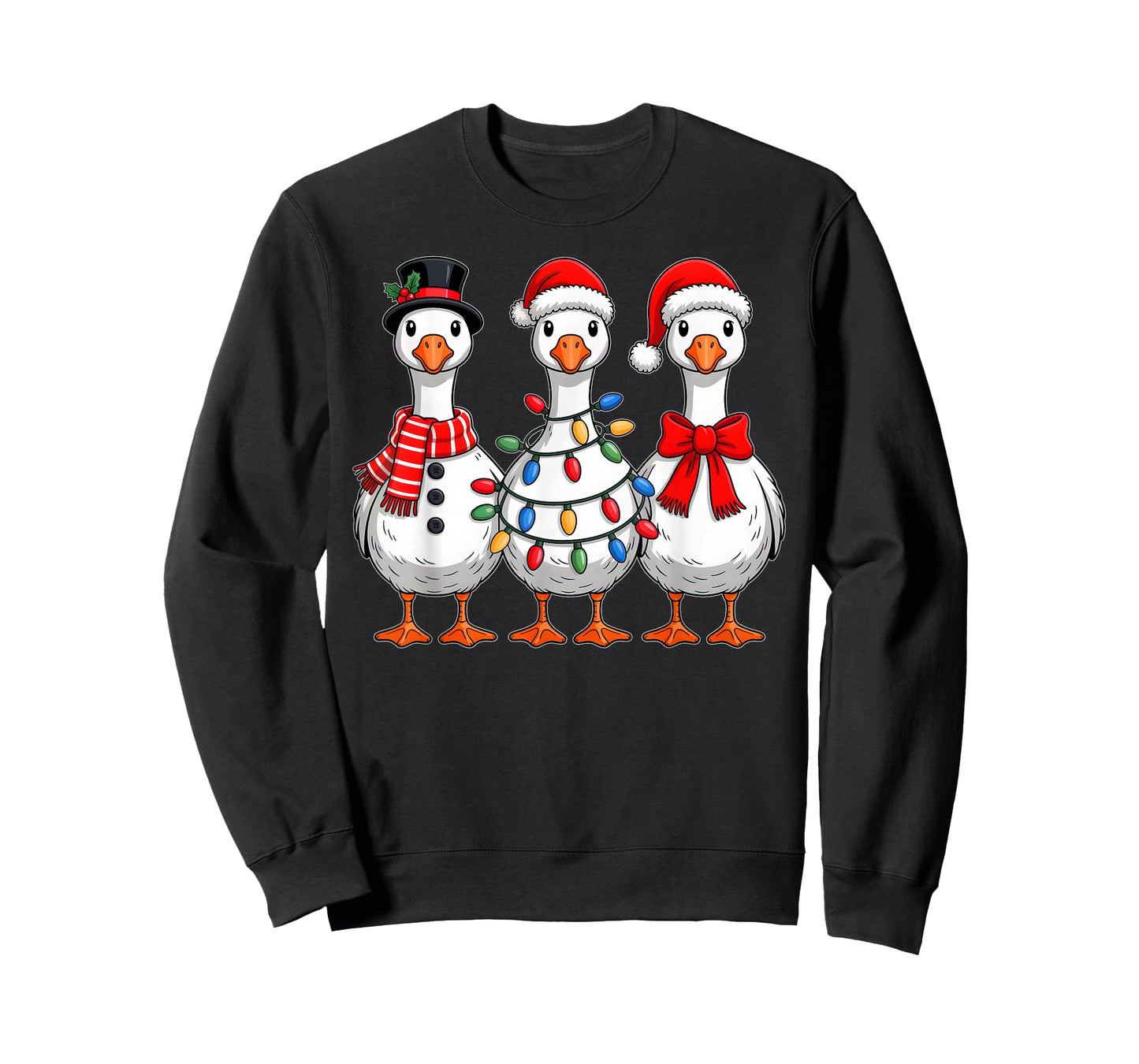 Goose Christmas Lights Santa Hat Xmas Pet Animal Goose Lover T-Shirt