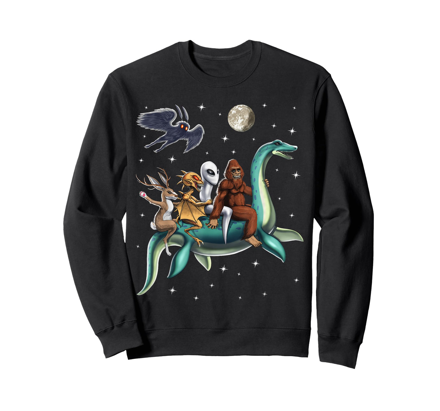 Cryptid Bigfoot Jackalope Mothman Loch Ness Monster T-Shirt