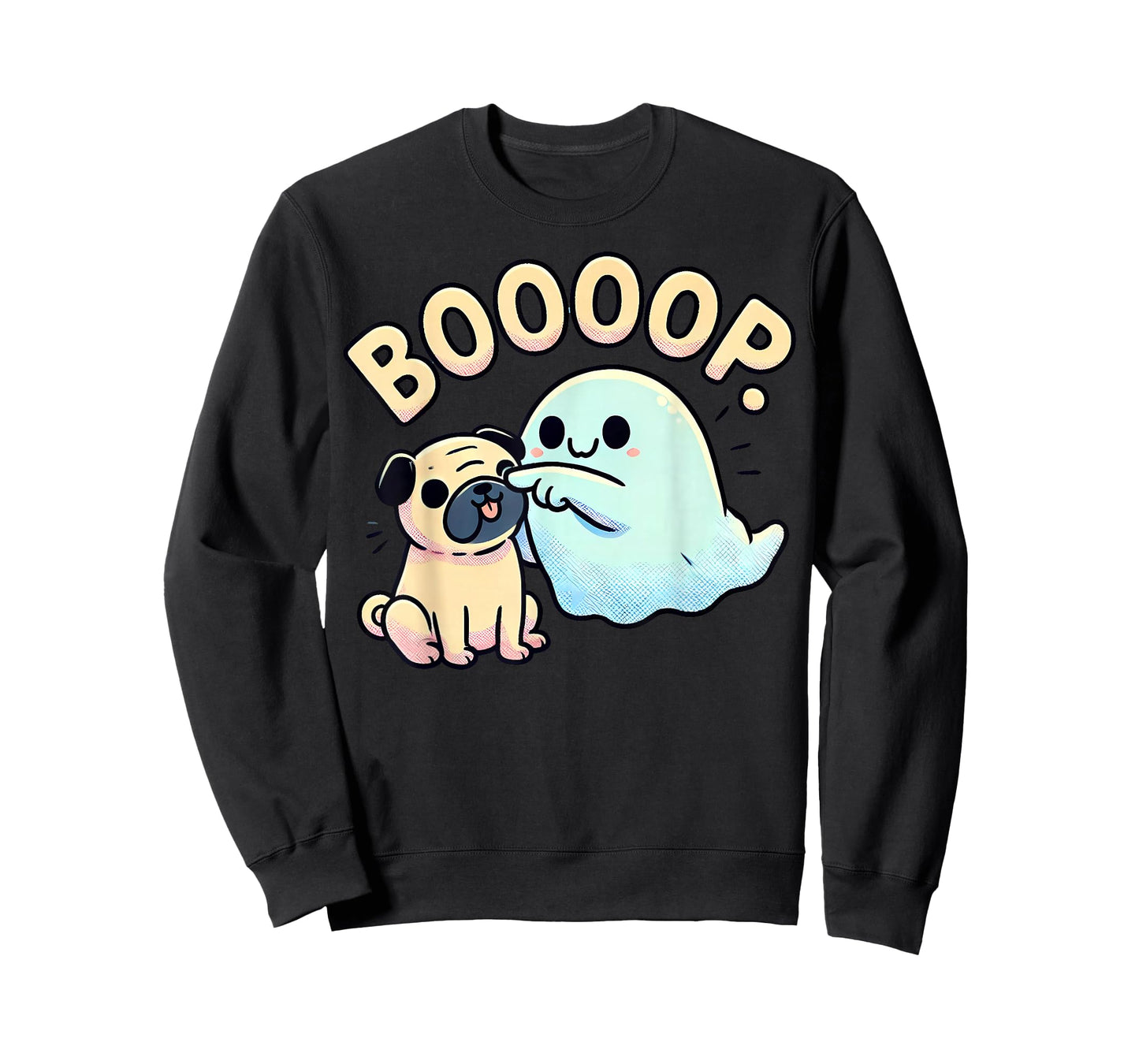 Funny Halloween Ghost Pug Boop Silly Puppy Dog Humor T-Shirt