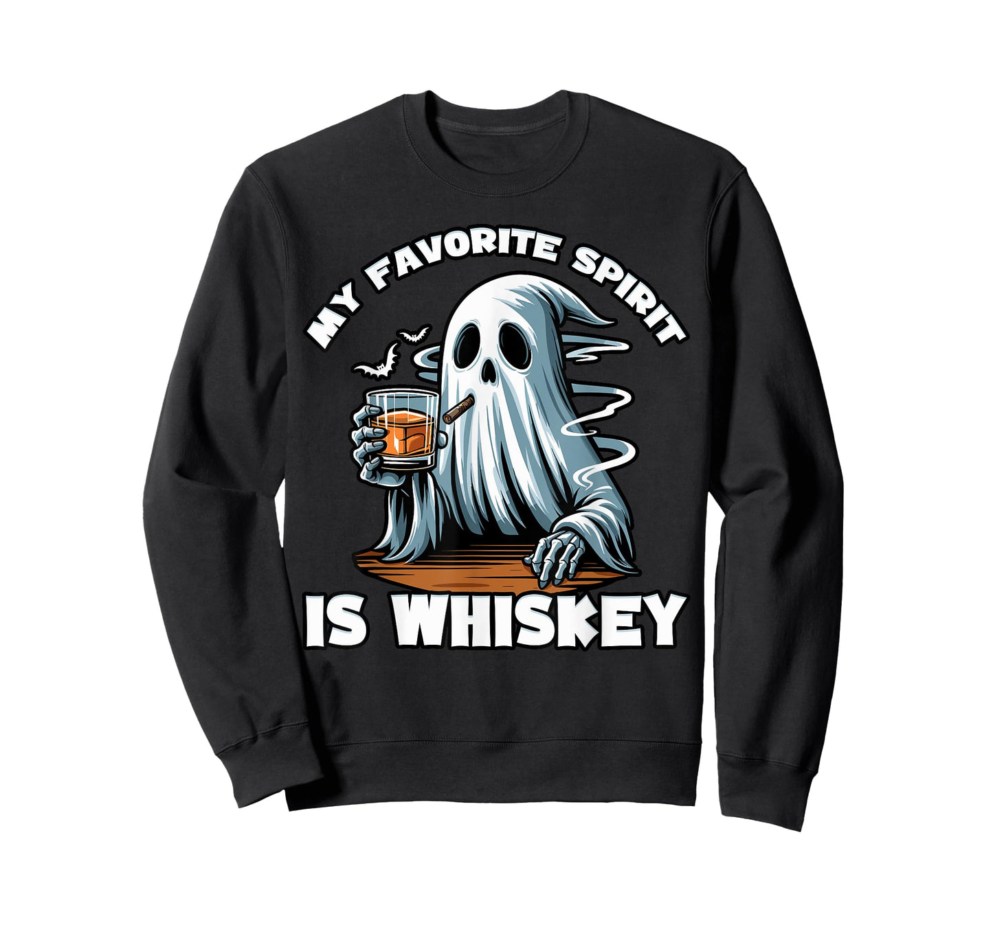 My Favorite Spirit is Whiskey | Funny Ghost Drinking Whiskey T-Shirt