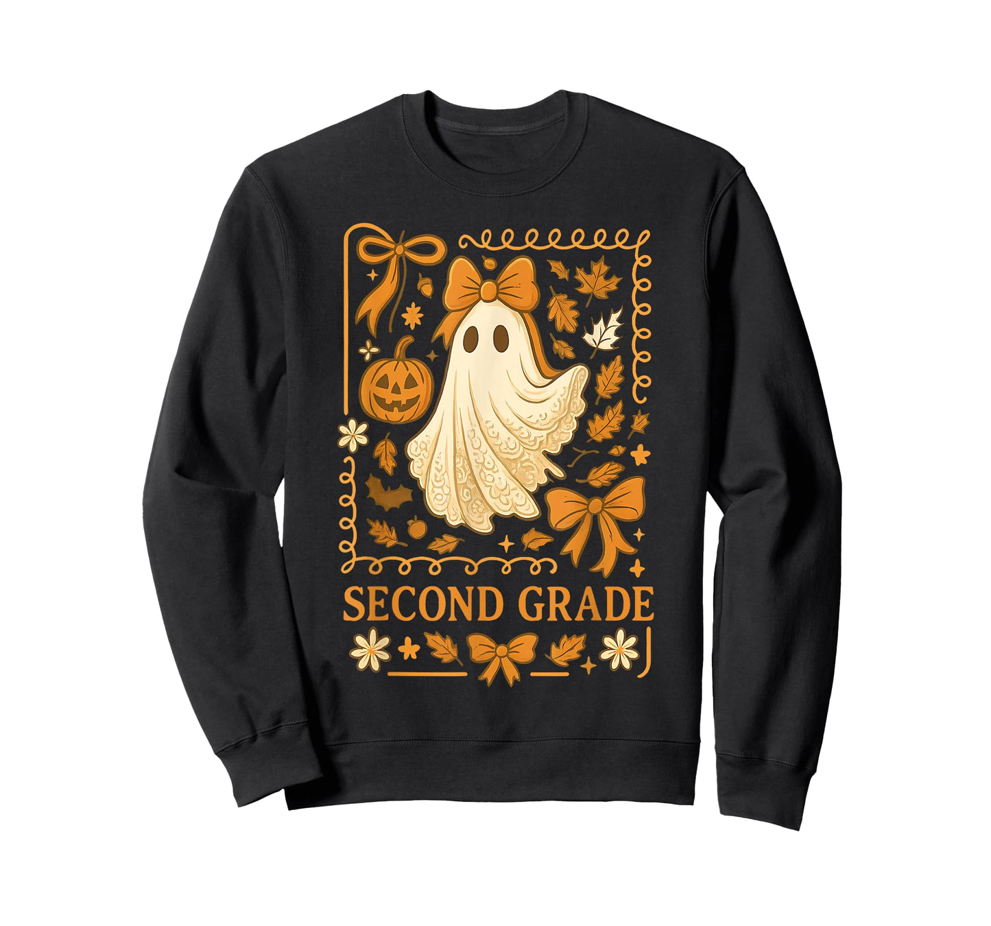 Fall Ghost Second Grade Teacher Pumpkin Autumn Halloween T-Shirt