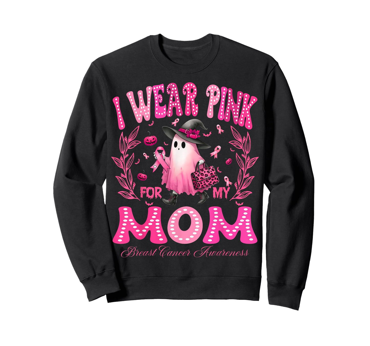 I Wear Pink For My Mom Breast Cancer Boo Halloween T-Shirt