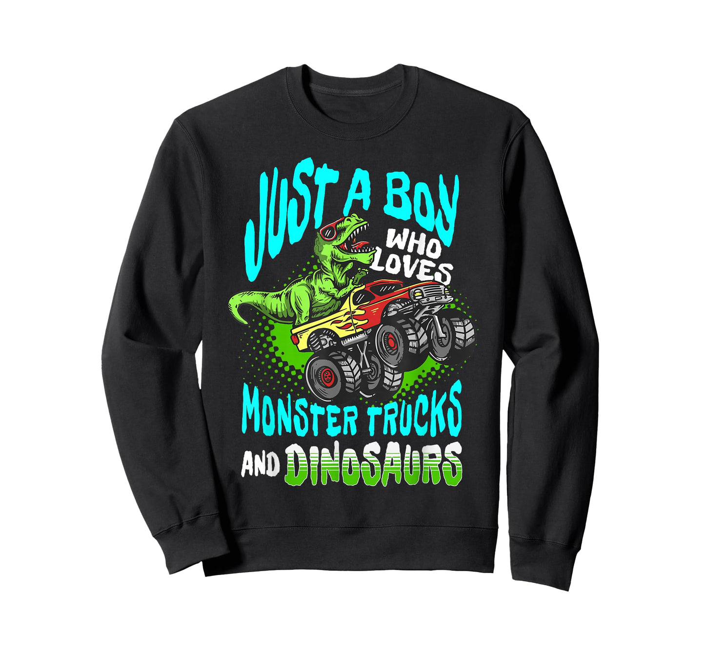 Dino Lover Just a Boy Who Loves Monster Trucks and Dinosaurs T-Shirt