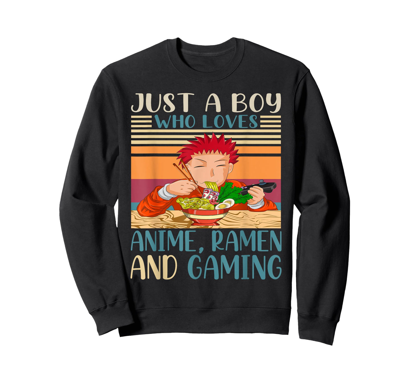 Just A Boy Who Loves Anime Ramen and Gaming Retro Anime T-Shirt
