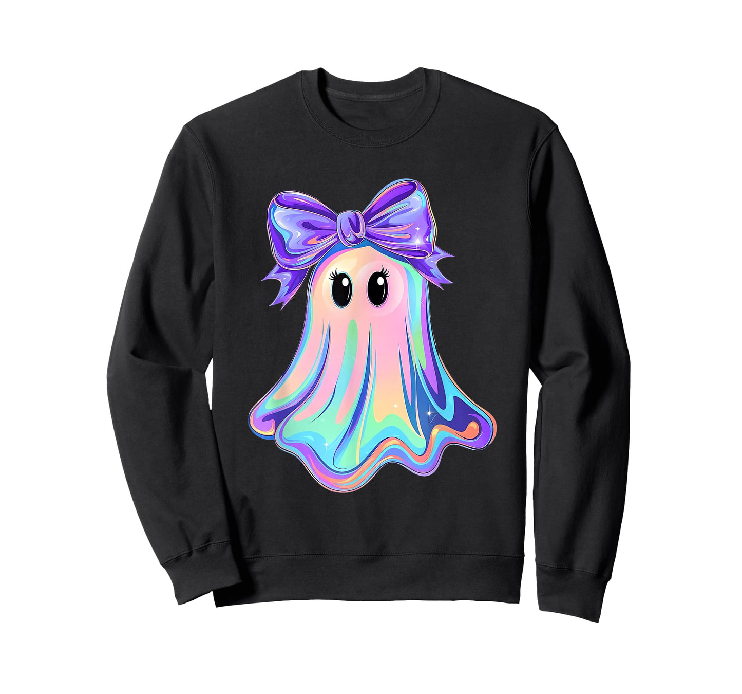 Pastel Galaxy Ghost Halloween Girl Kids Ghost Coquette Bow T-Shirt