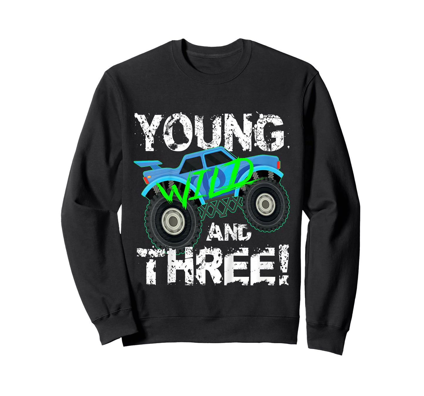 Kids Young Wild and Three! 3rd Birthday Monster Truck Shirt Boys T-Shirt
