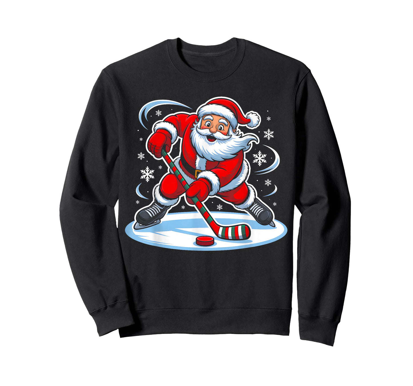 Santa Ice Hockey Christmas Funny Xmas Pajamas Boys Men Sport T-Shirt