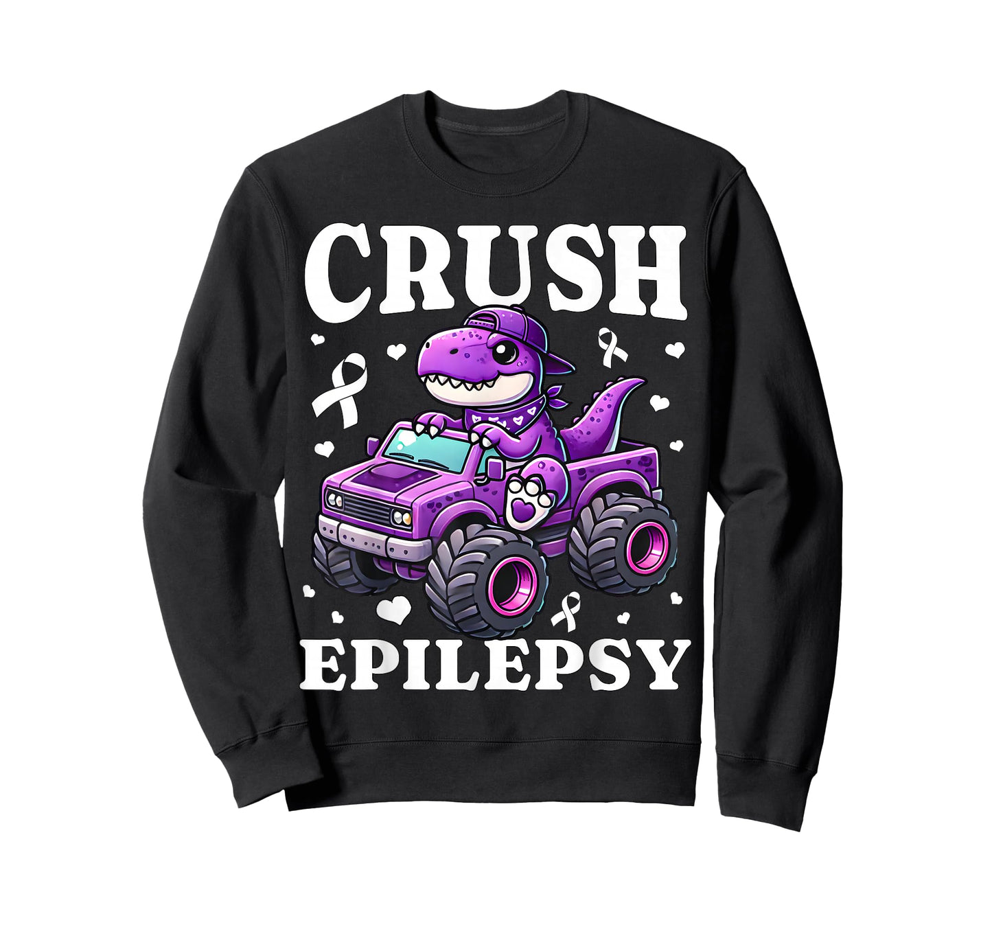 Crush Epilepsy Awareness For Kids Boys Girls Monster Truck T-Shirt