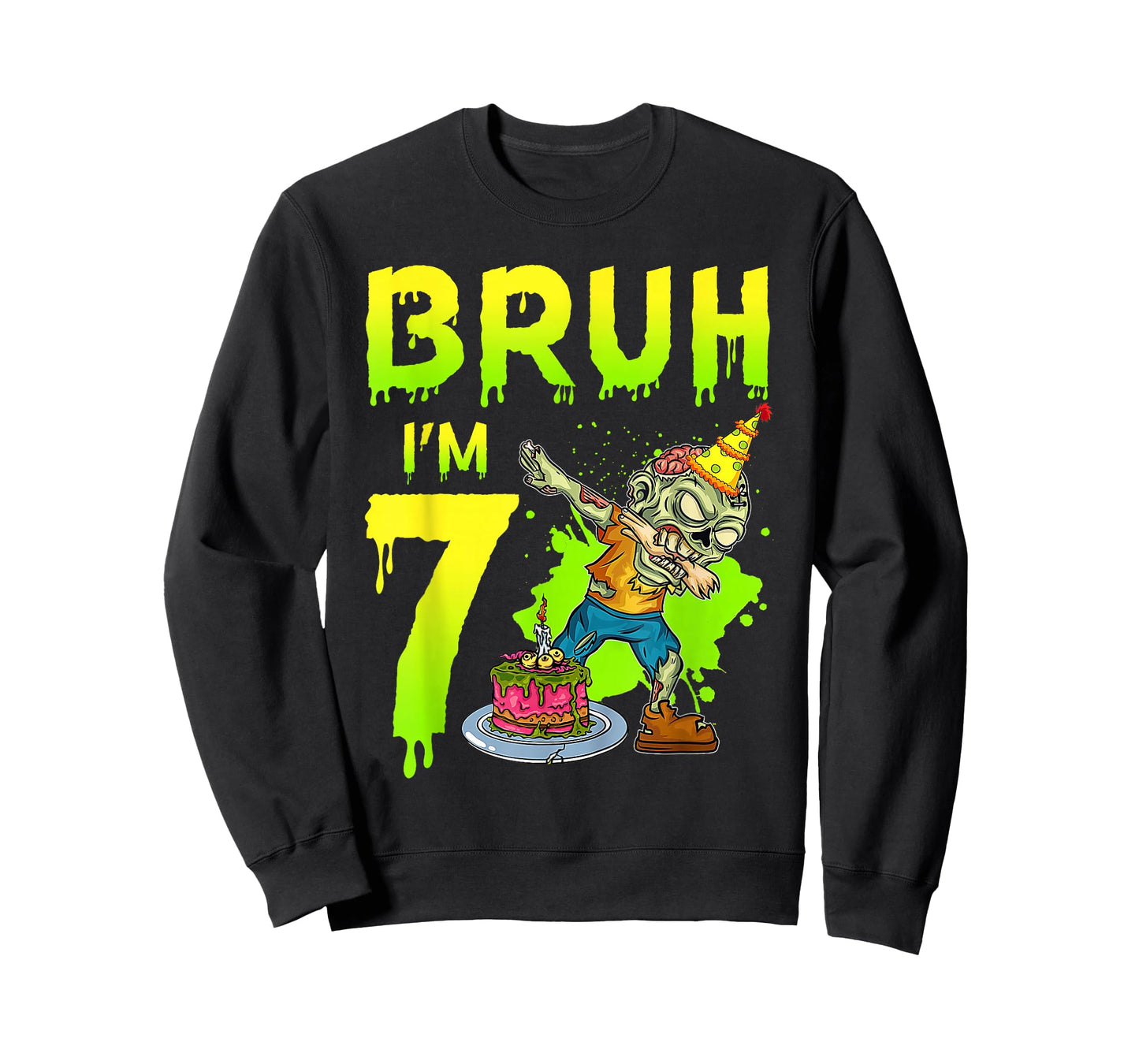 Bruh I'm 7th Birthday Zombie Lover 7 Years Old Boys T-Shirt