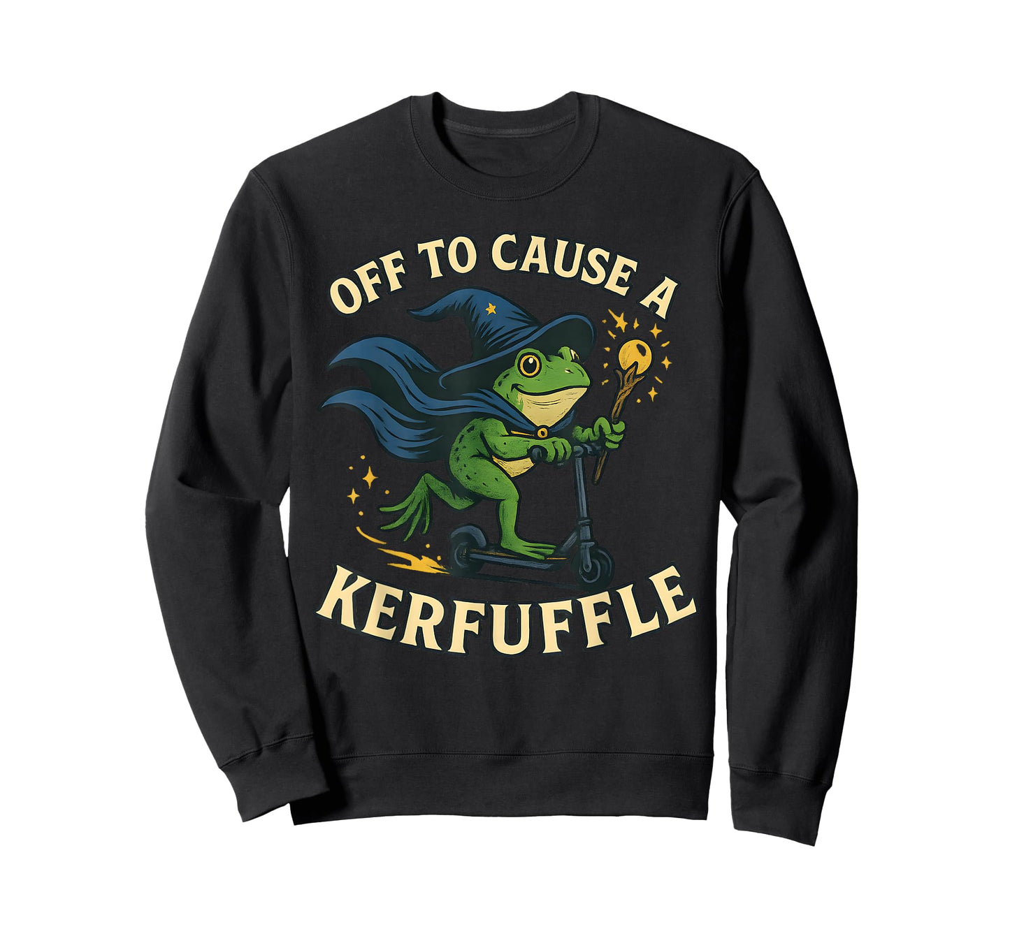 Funny Off to Cause a Kerfuffle Whimsical Wisard Frog T-Shirt