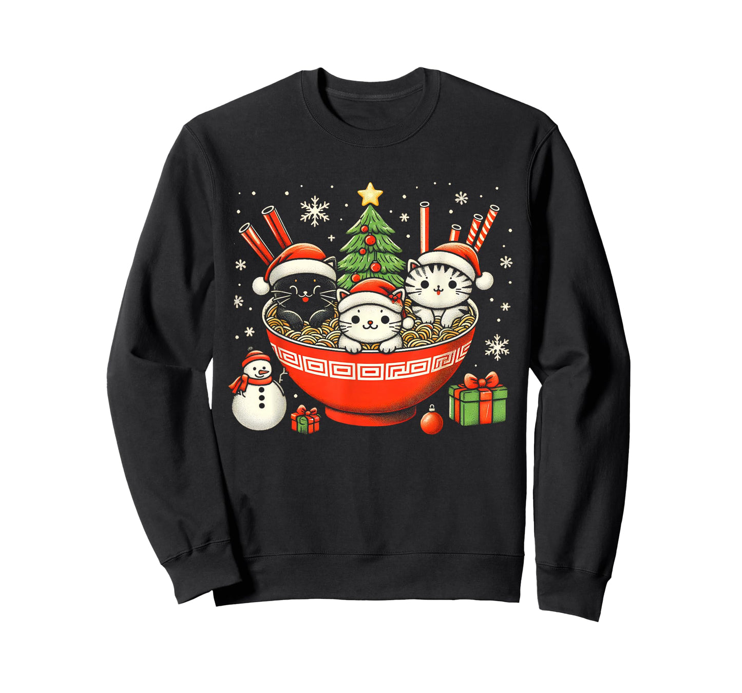Irish Ramen Cats Cute Anime Christmas for Women Girls Xmas T-Shirt
