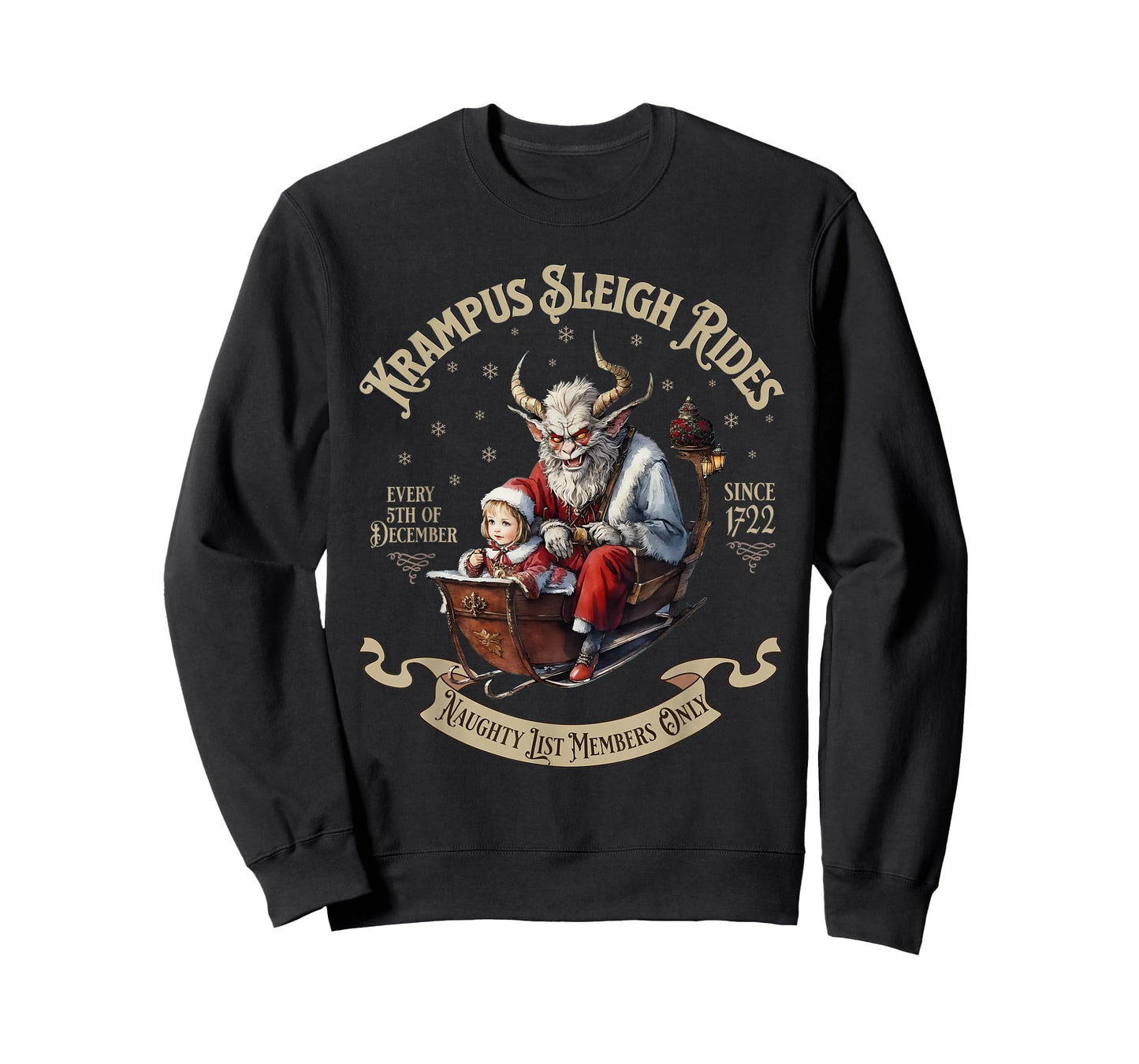 Funny Vintage Krampus Sleigh Rides Spooky Christmas Season T-Shirt