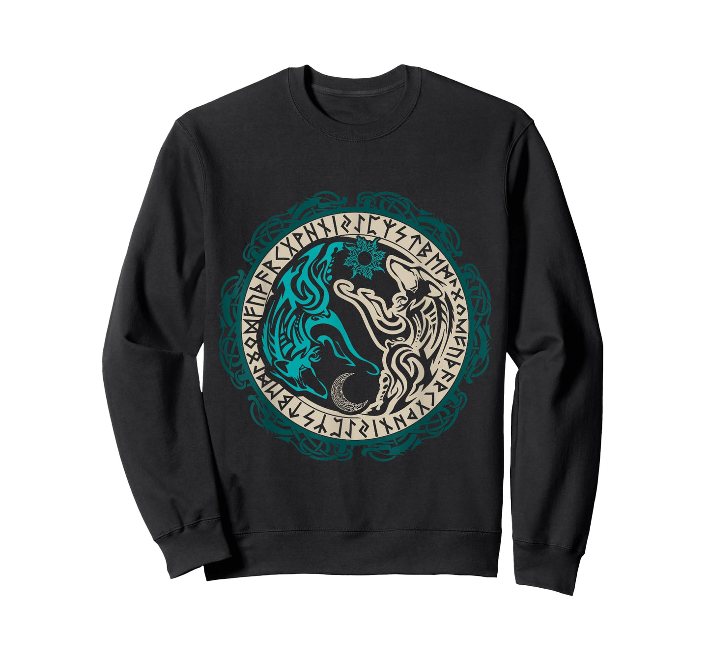 Skoll and Hati Chasing the Moon Viking T-Shirt