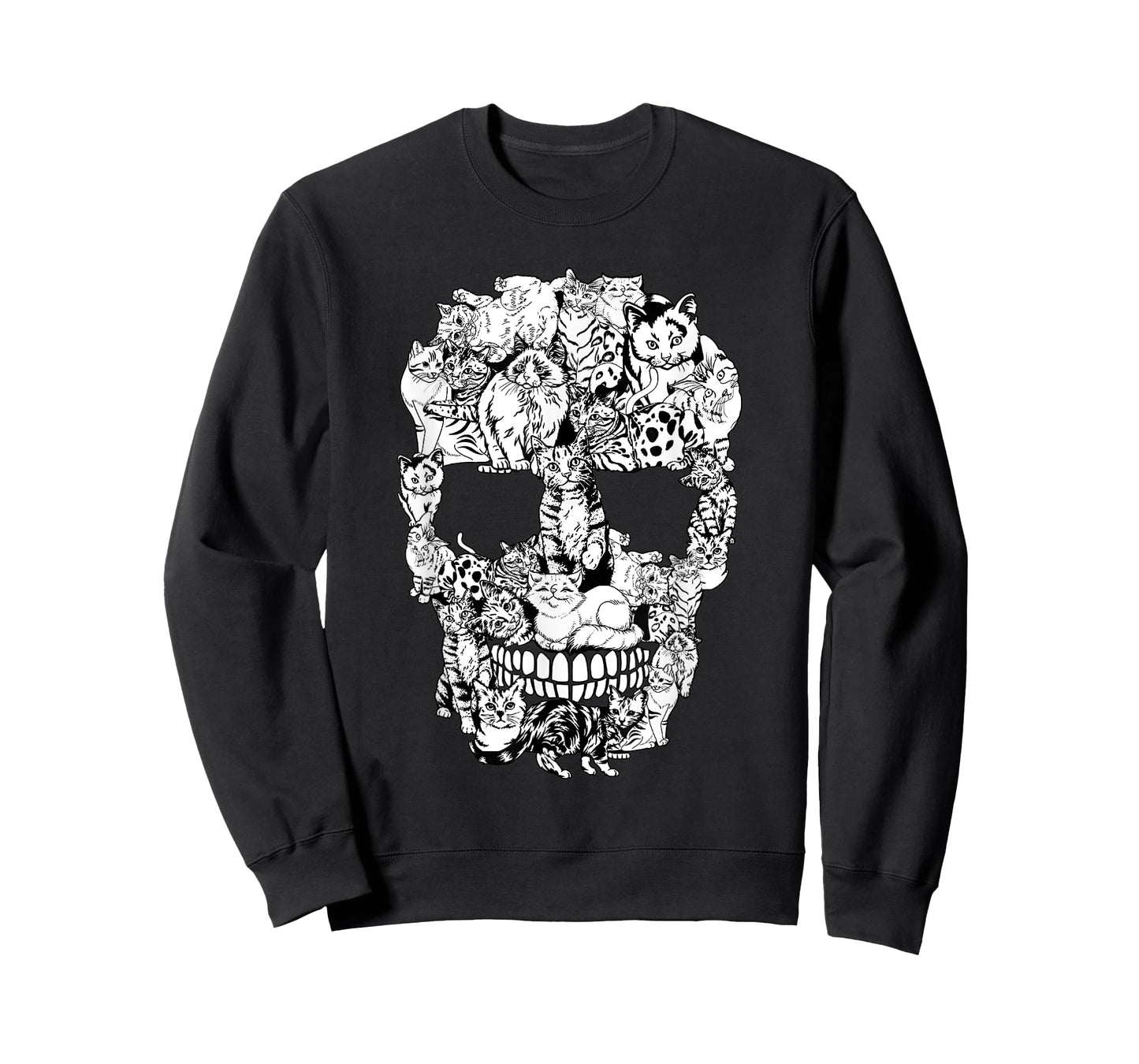 Funny Cat Skull Skeleton Halloween Costume Men Women Kids T-Shirt