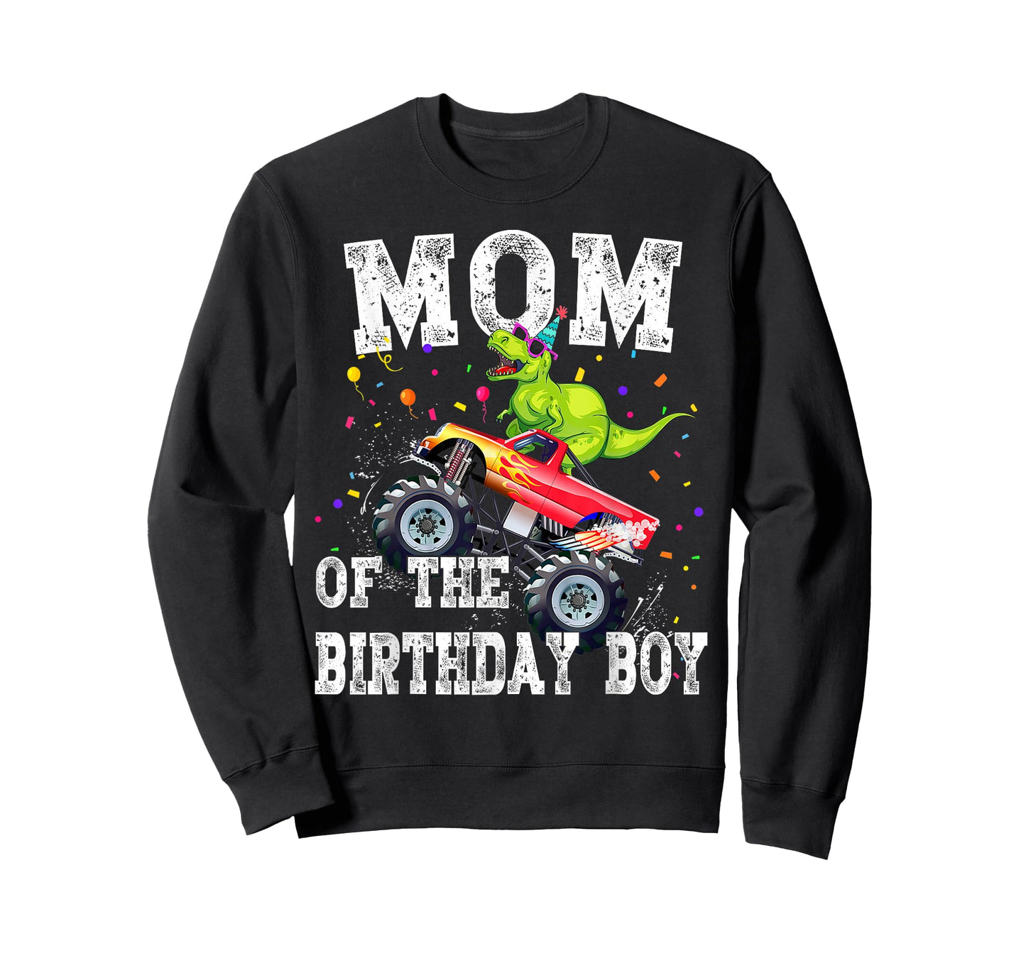 Mom of the Birthday Boy T Rex Dinosaur Monster Truck Family T-Shirt