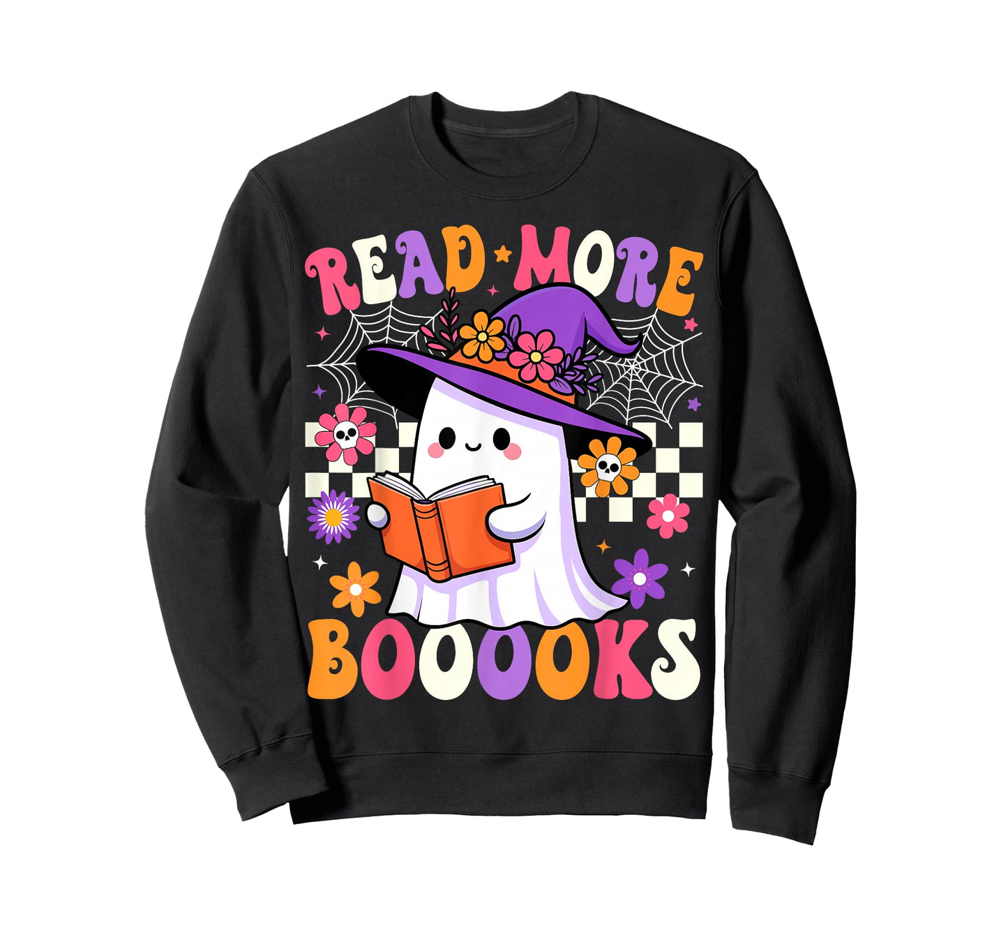 Read More Books Ghost Reading Book Funny Teacher Halloween T-Shirt