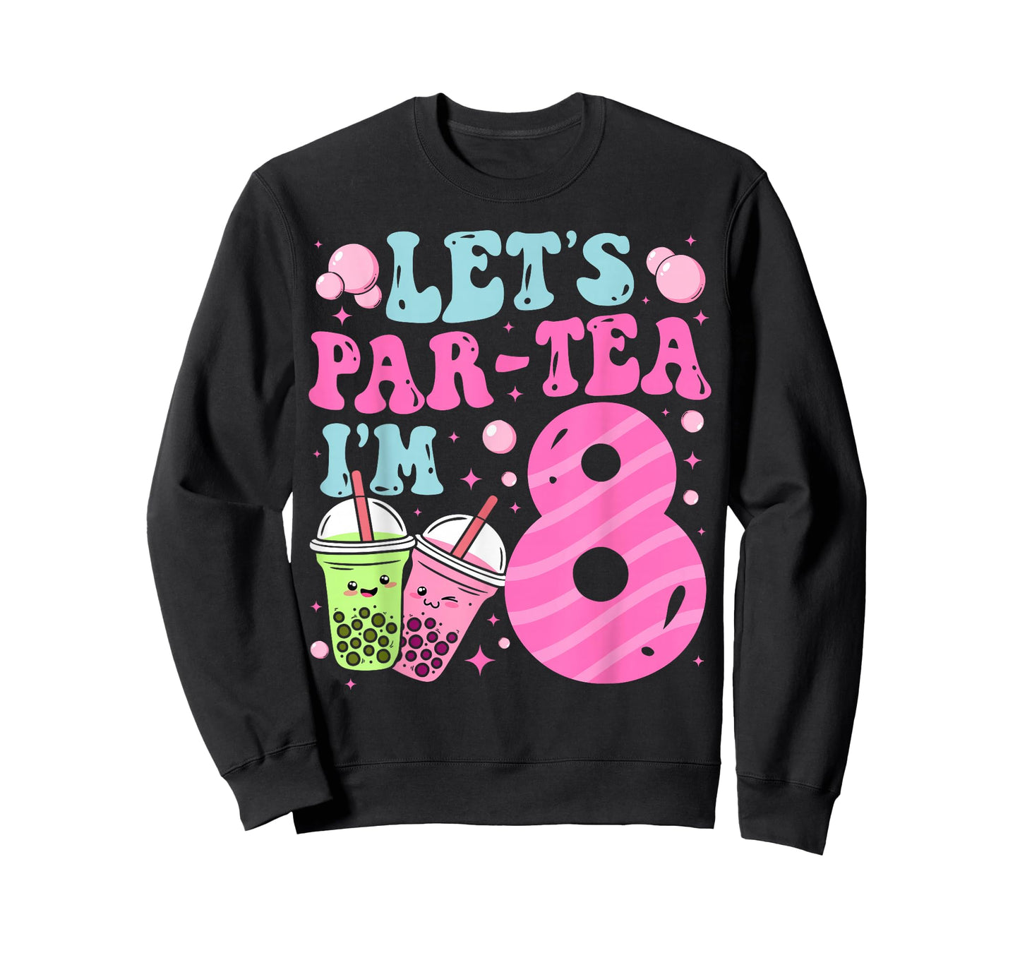 Let's Par-Tea I'm 8 Years Old 8th Birthday Bubble Boba Tea T-Shirt