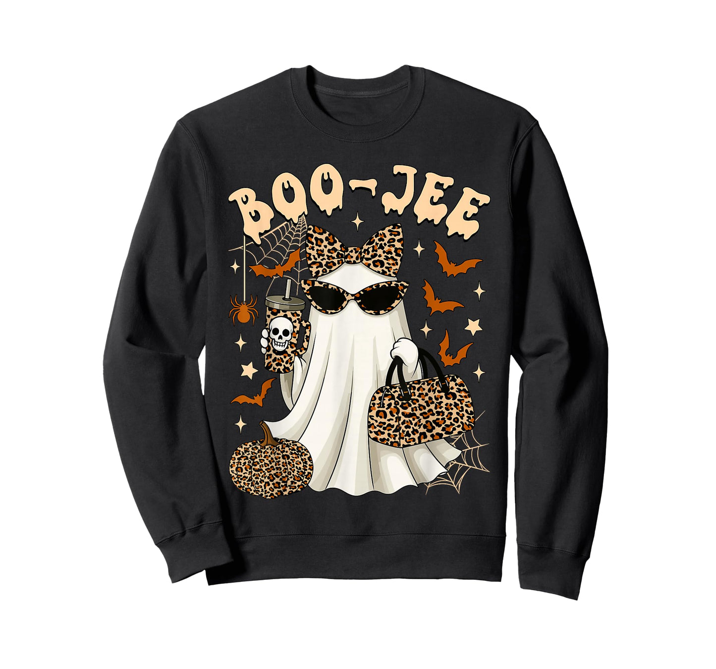 Boo JEE Coquette Leopard Ghost Coffee Halloween Boujee Ghost T-Shirt
