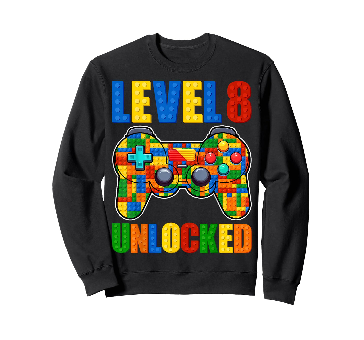 Level 8 Unlocked Building Blocks 8th Birthday Video Game Boy T-Shirt
