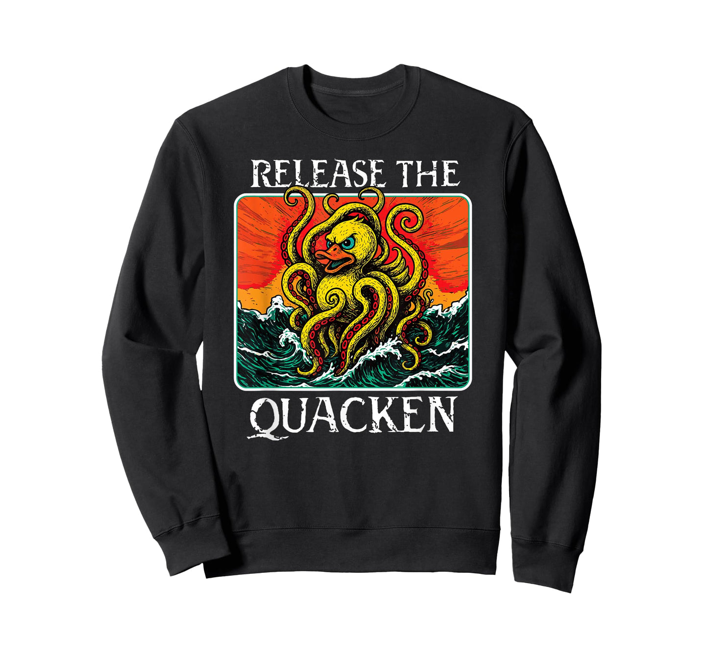 RELEASE THE QUACKEN rubber duck sea monster kraken pun funny T-Shirt