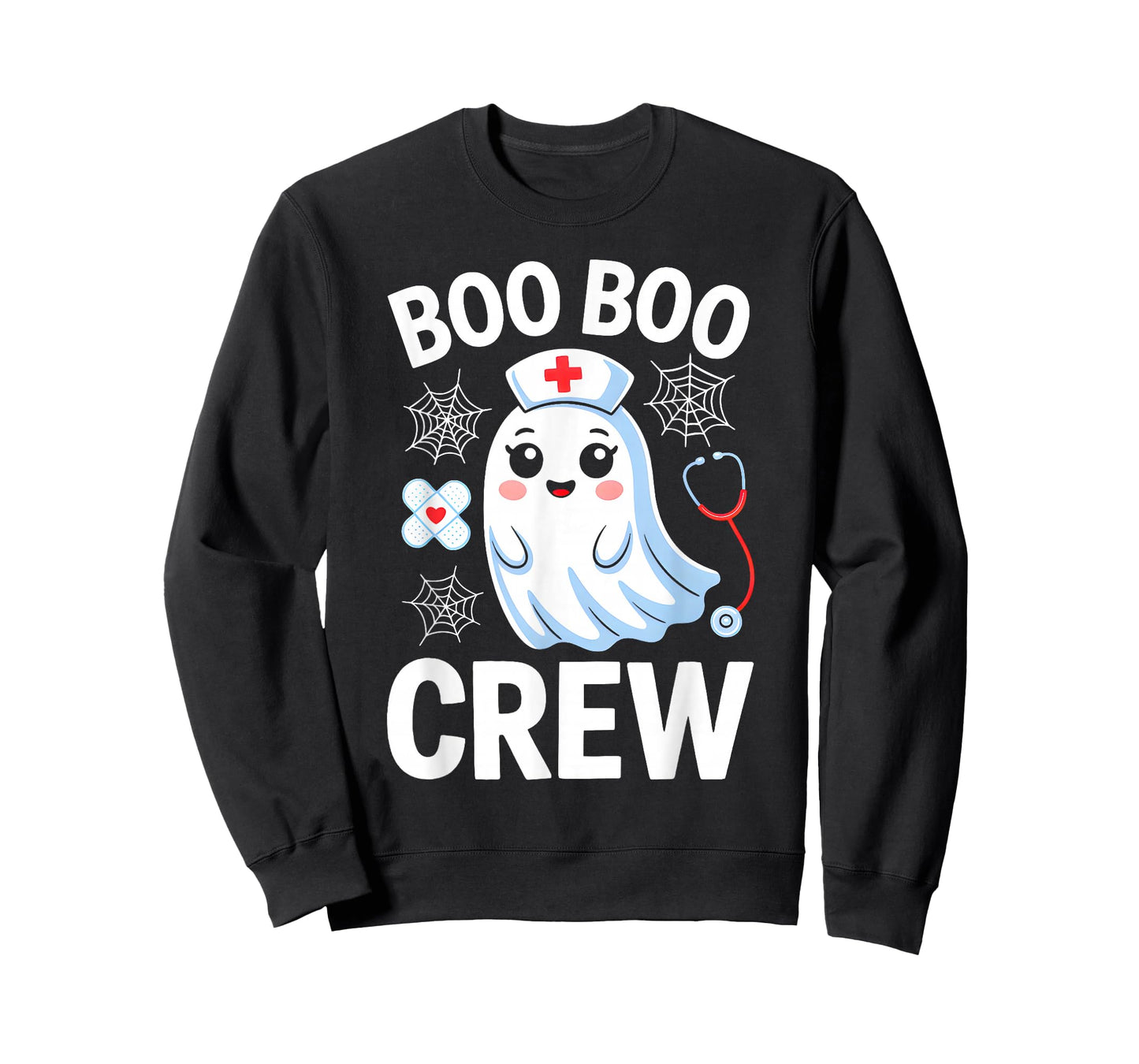 Boo Boo Crew Nurse Ghost Halloween Scrub Top Nursing Women T-Shirt