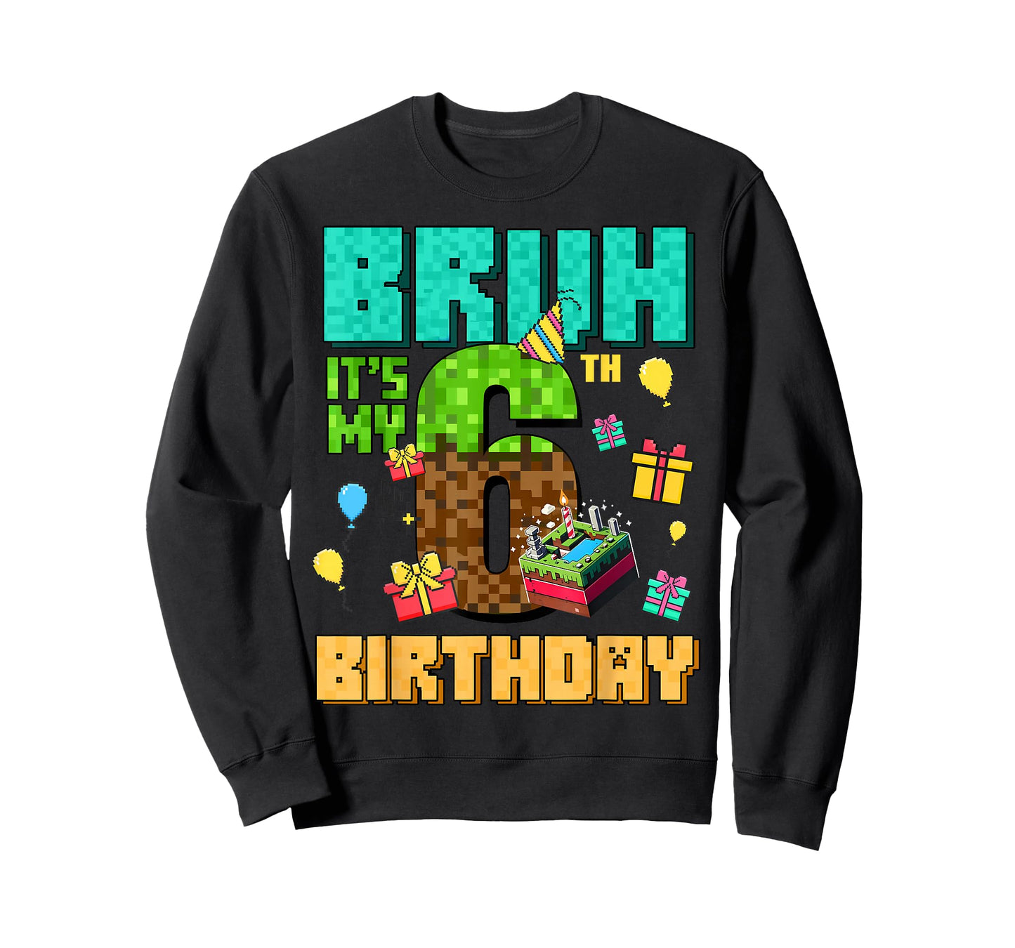 Vintage Bruh Its My 6th Birthday Game Gift for Boy Girl Kid T-Shirt
