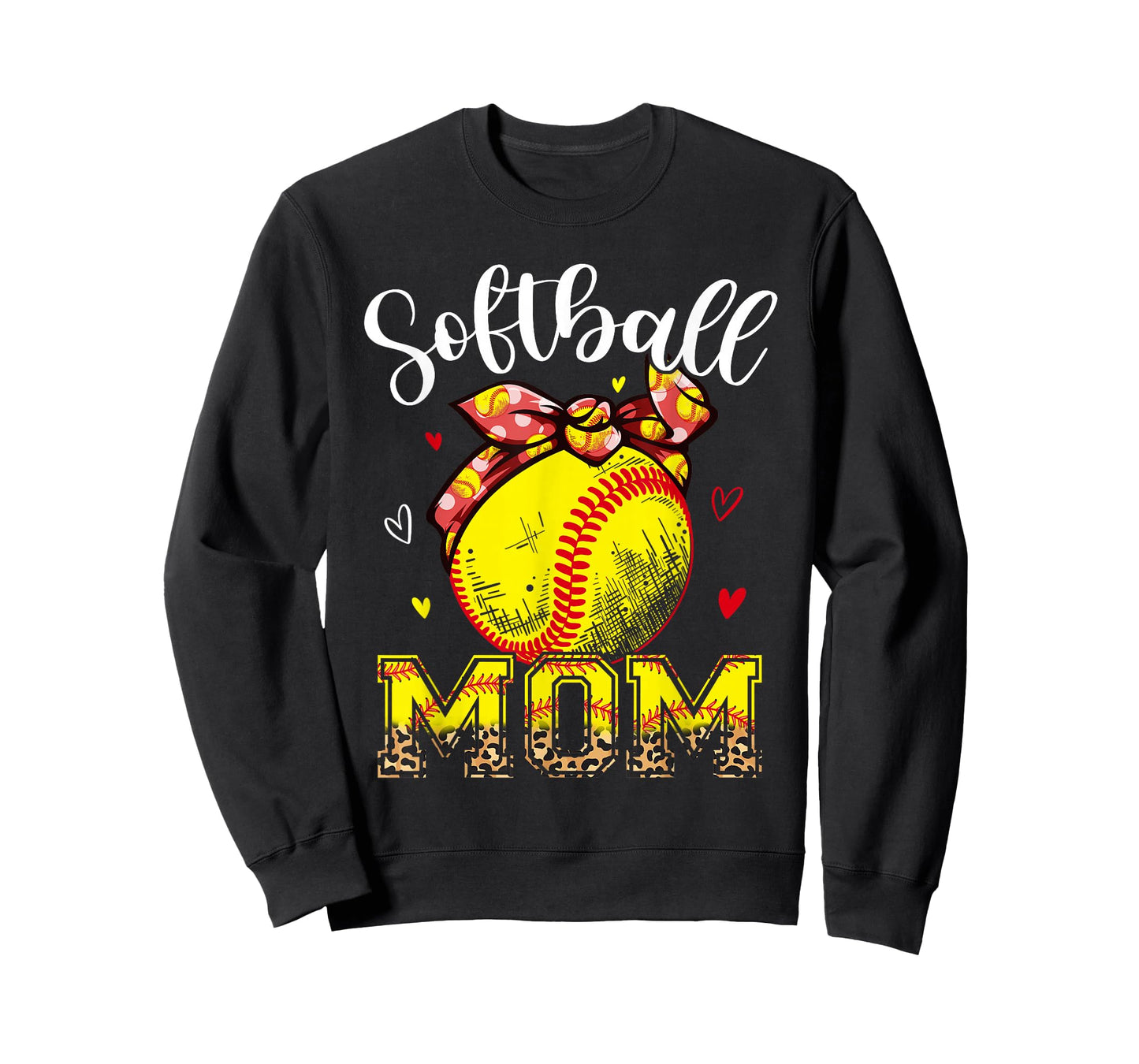 Softball Mom Headband Leopard Softball Ball Mothers Day Mama T-Shirt