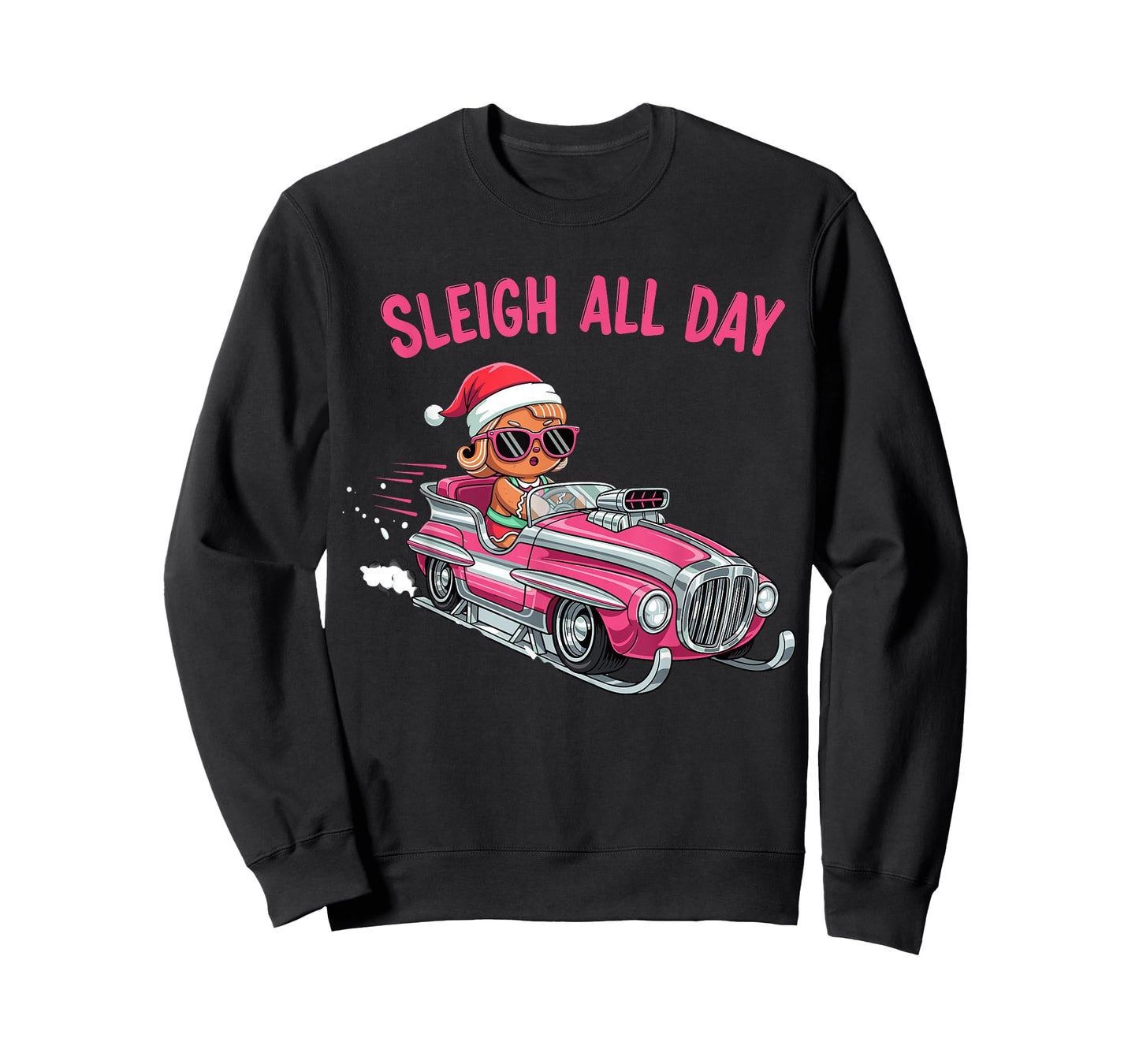 Sleigh All Day Pink GroovyGingerbread Candy Christmas Girls T-Shirt