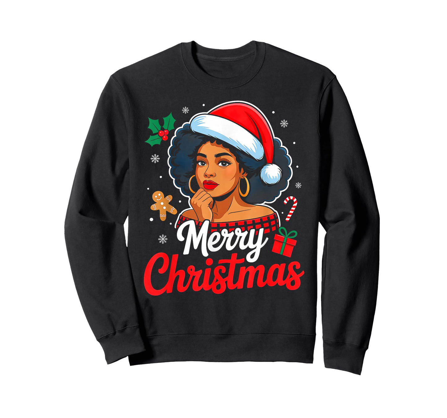 Merry Christmas Black Women African American Xmas Pajamas T-Shirt