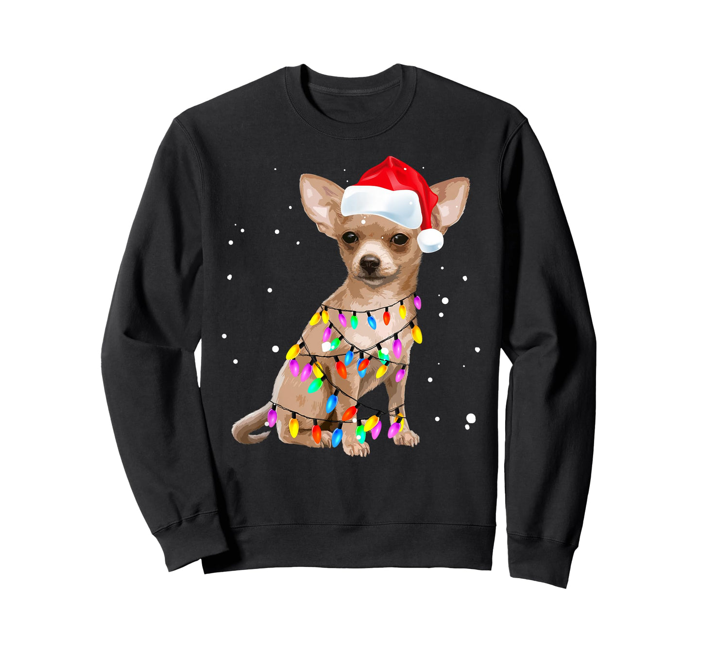 Christmas Lights Chihuahua with Santa Hat Pajamas Shirt T-Shirt