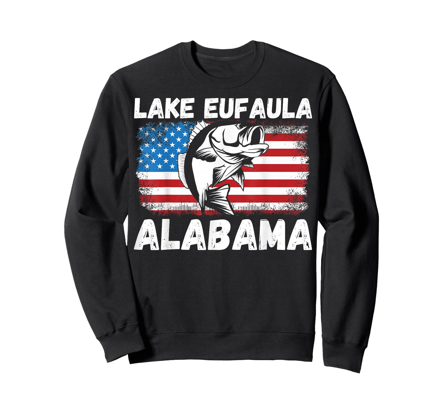 Lake Eufaula Alabama USA Patriotic Bass Fishing Fisherman T-Shirt