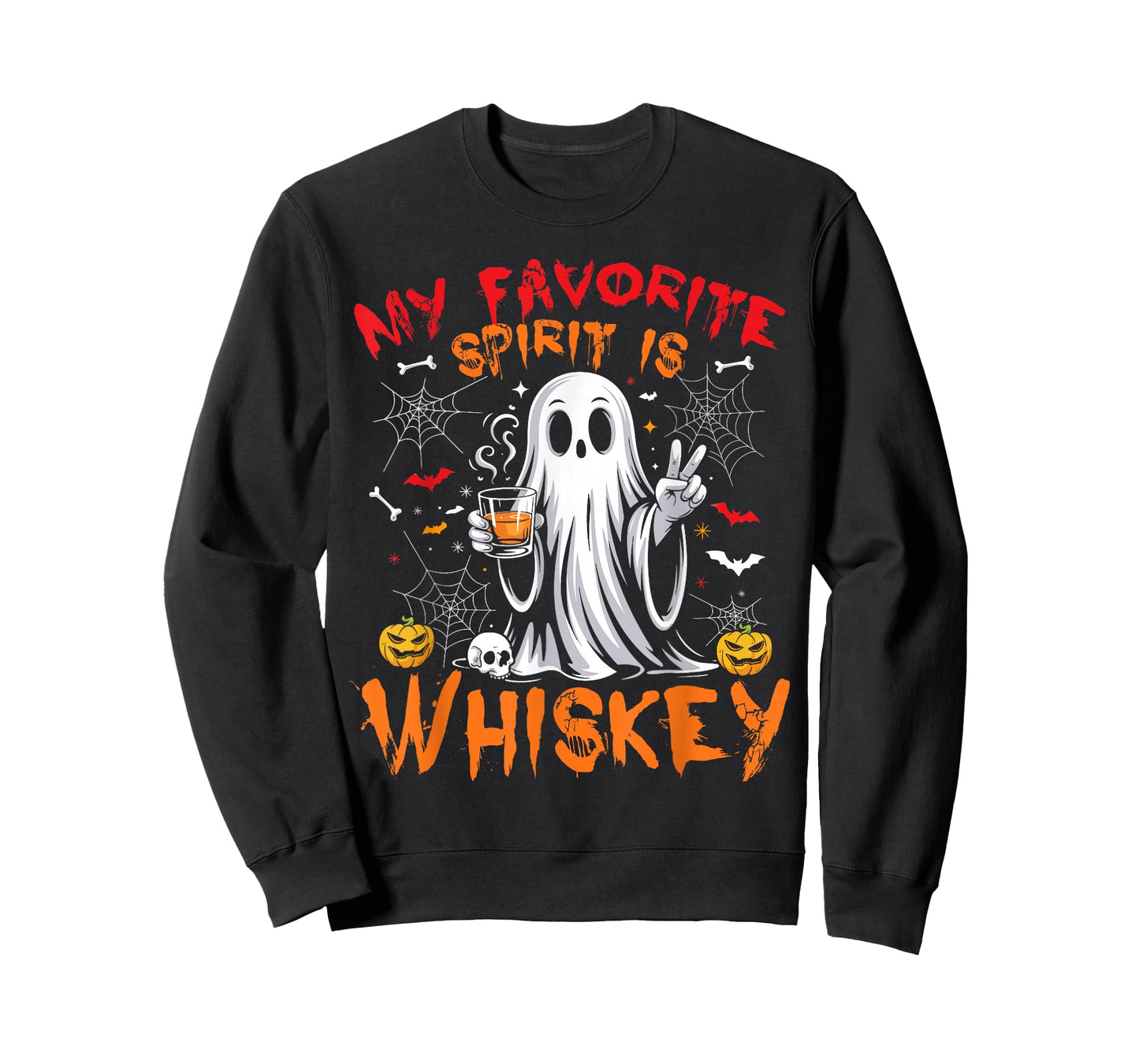Funny Ghost Halloween My Favorite Spirit is Whiskey Men T-Shirt