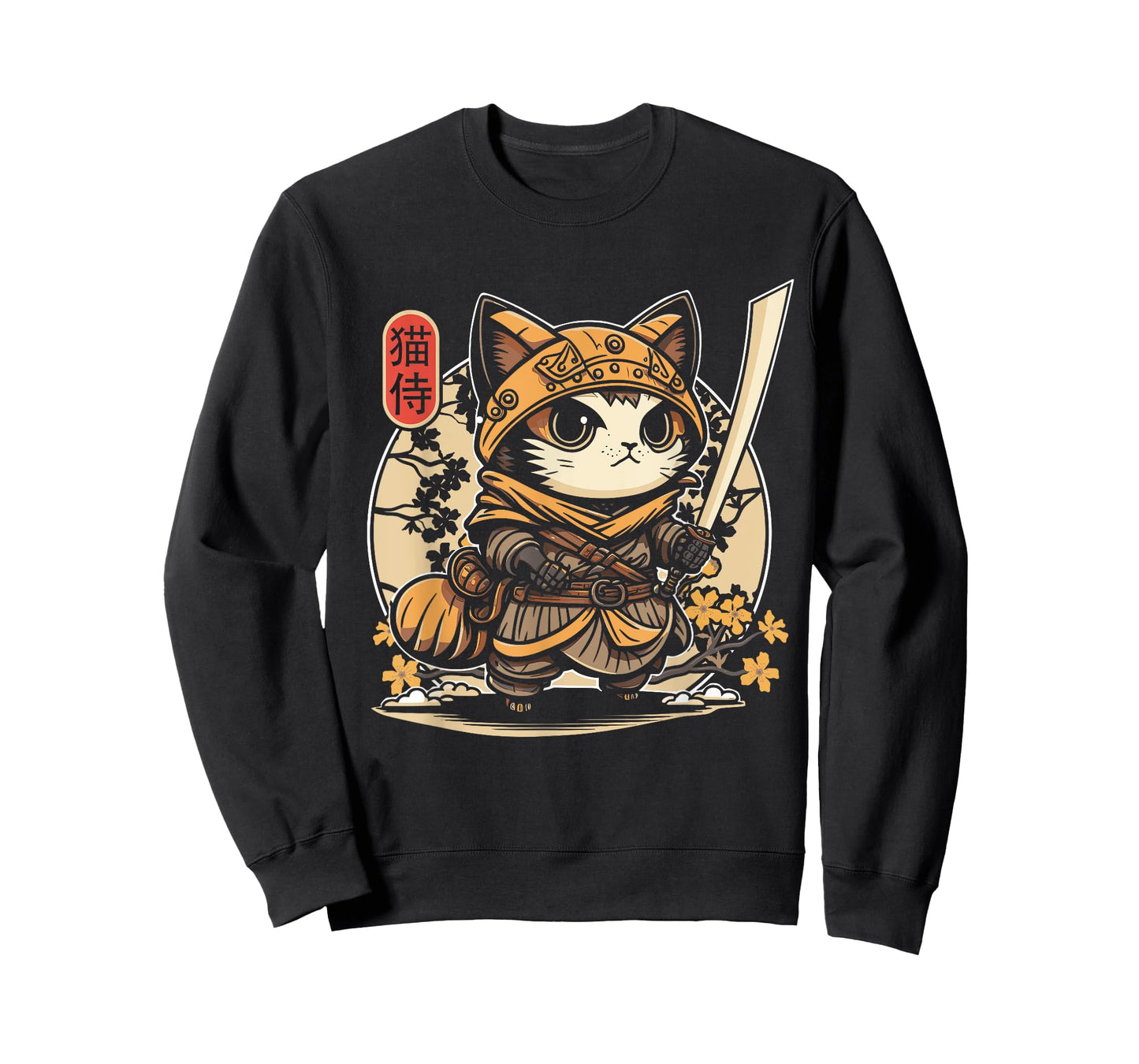 Japanese Samurai Cat Tattoo, Kawaii Ninja Cat T-Shirt