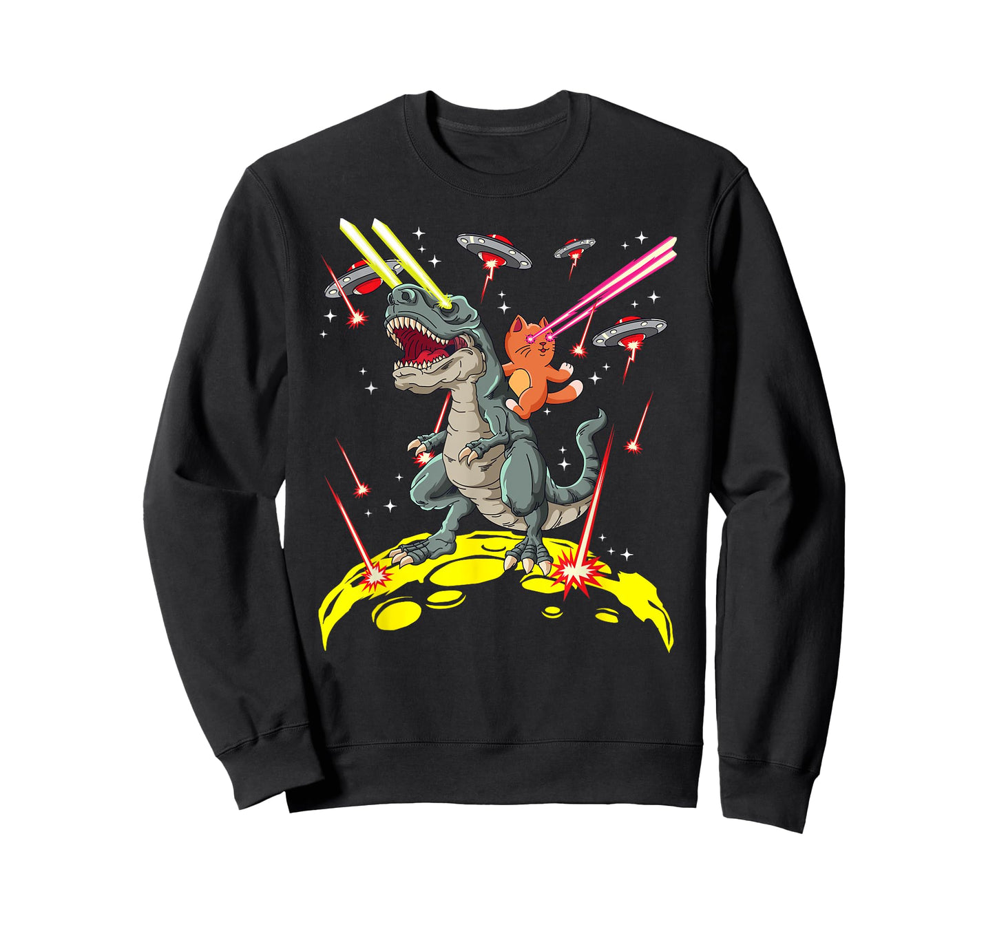 Space Cat Riding T-Rex Laser Eyes T-Shirt T-Shirt