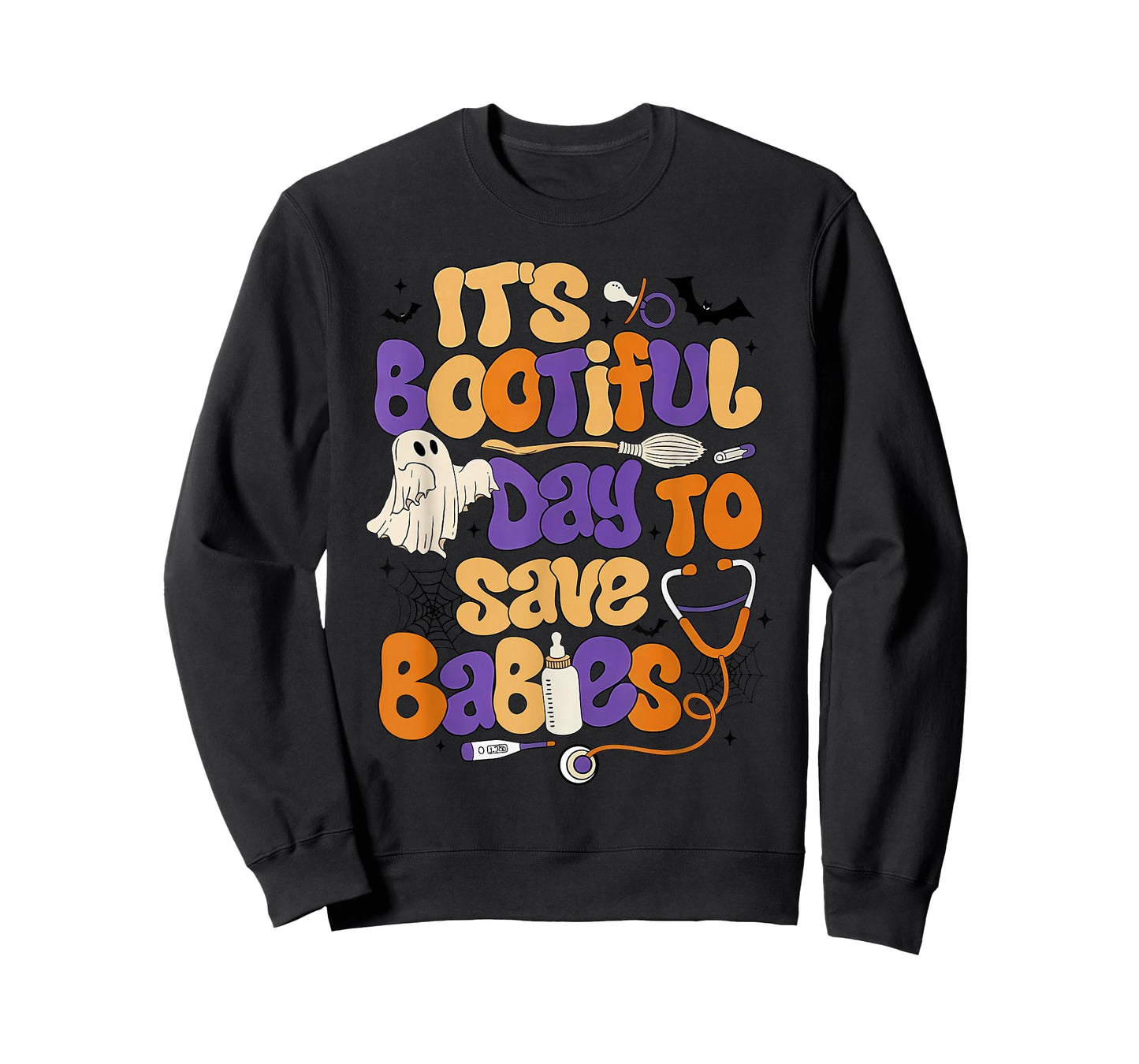 It's a Boo-Tiful Day to Save Babies NICU Nurse Boo Crew T-Shirt