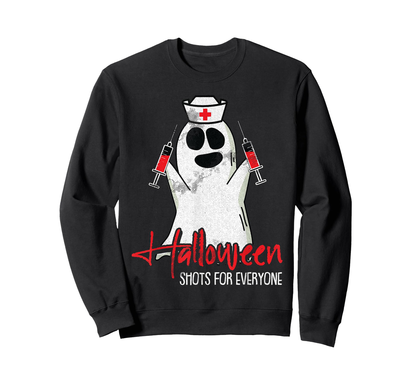 Shots For Everyone Lazy Halloween Costume Funny Ghost Nurse T-Shirt