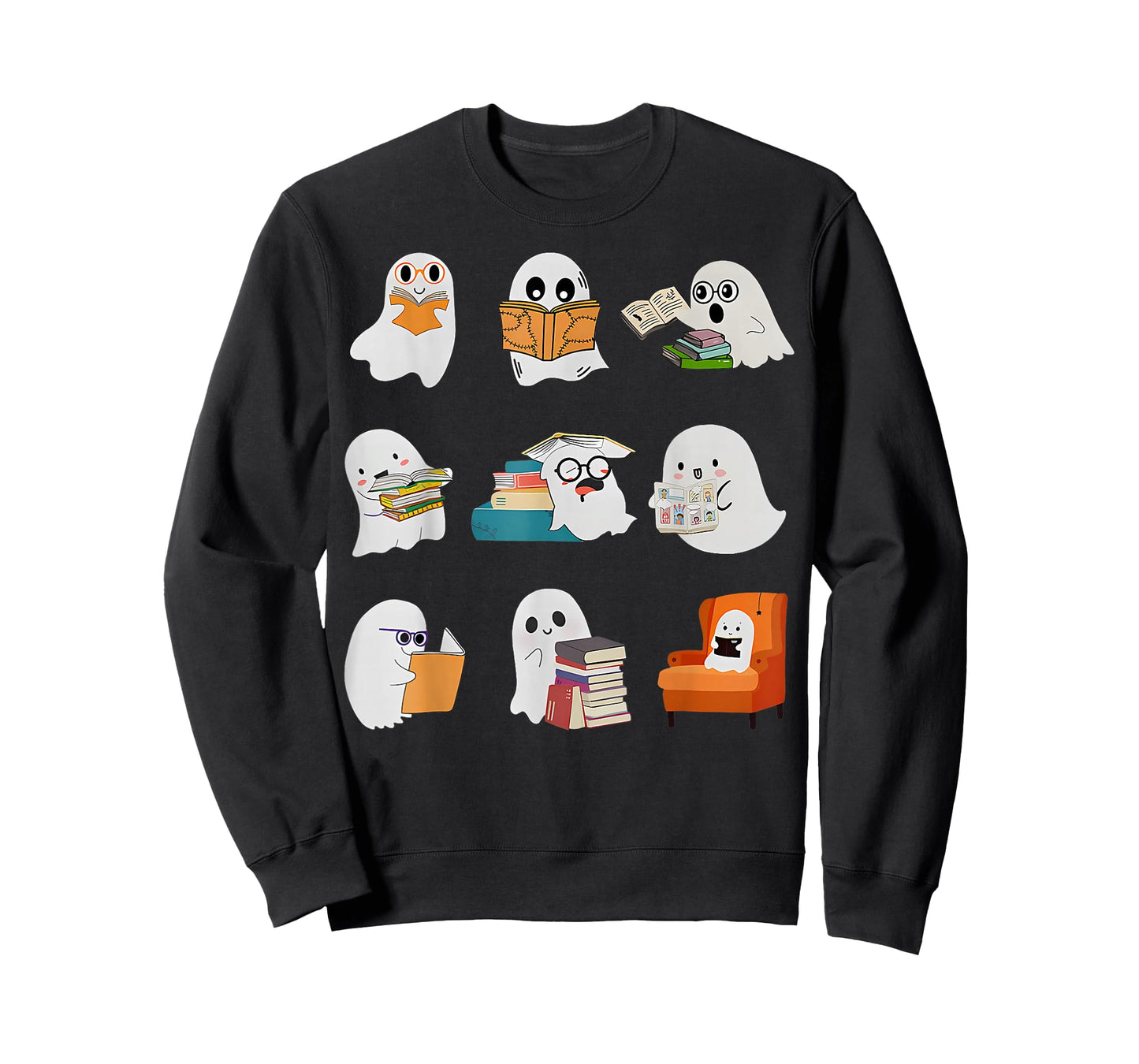 Ghost Reading Teacher Halloween Librarian Book Lover School T-Shirt