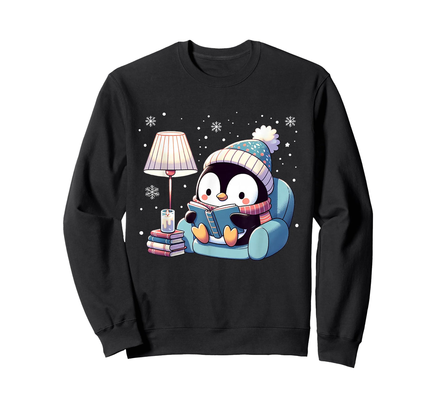 Cute Penguin Reading Kids Women Men Boys T-Shirt