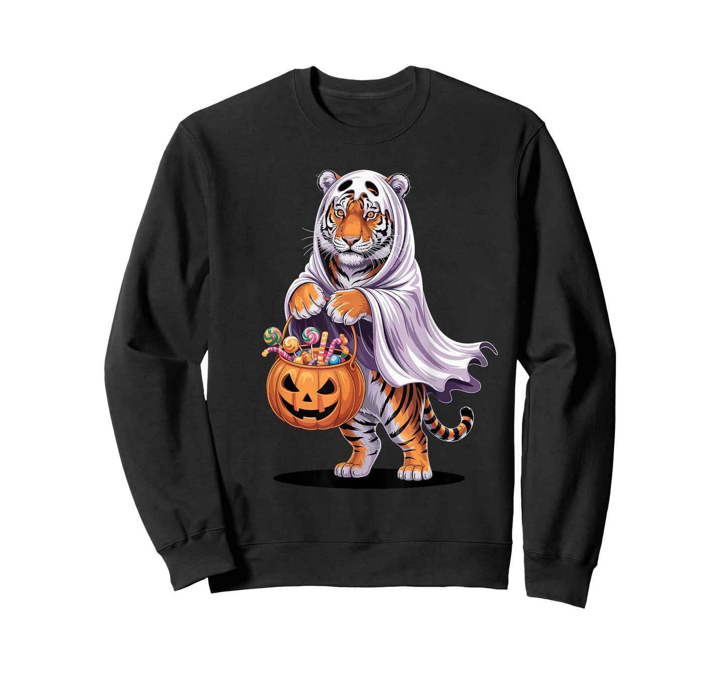 Halloween Tiger Ghost Pumpkin Trick Or Treat Candies T-Shirt