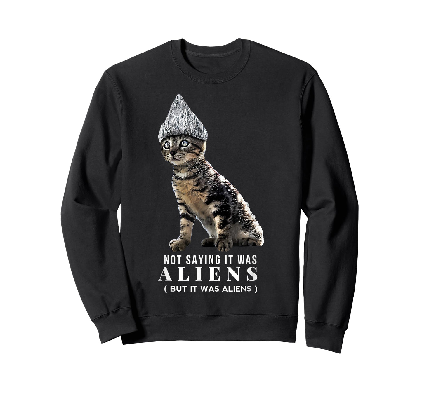 Funny Conspiracy Cat Tin Foil Hat Aliens Shirt Gift Men T-Shirt