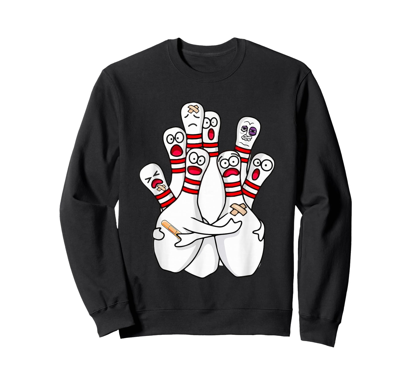 Cartoon Bowling Scared Bowling Pins Funny Sport Bowler T-Shirt