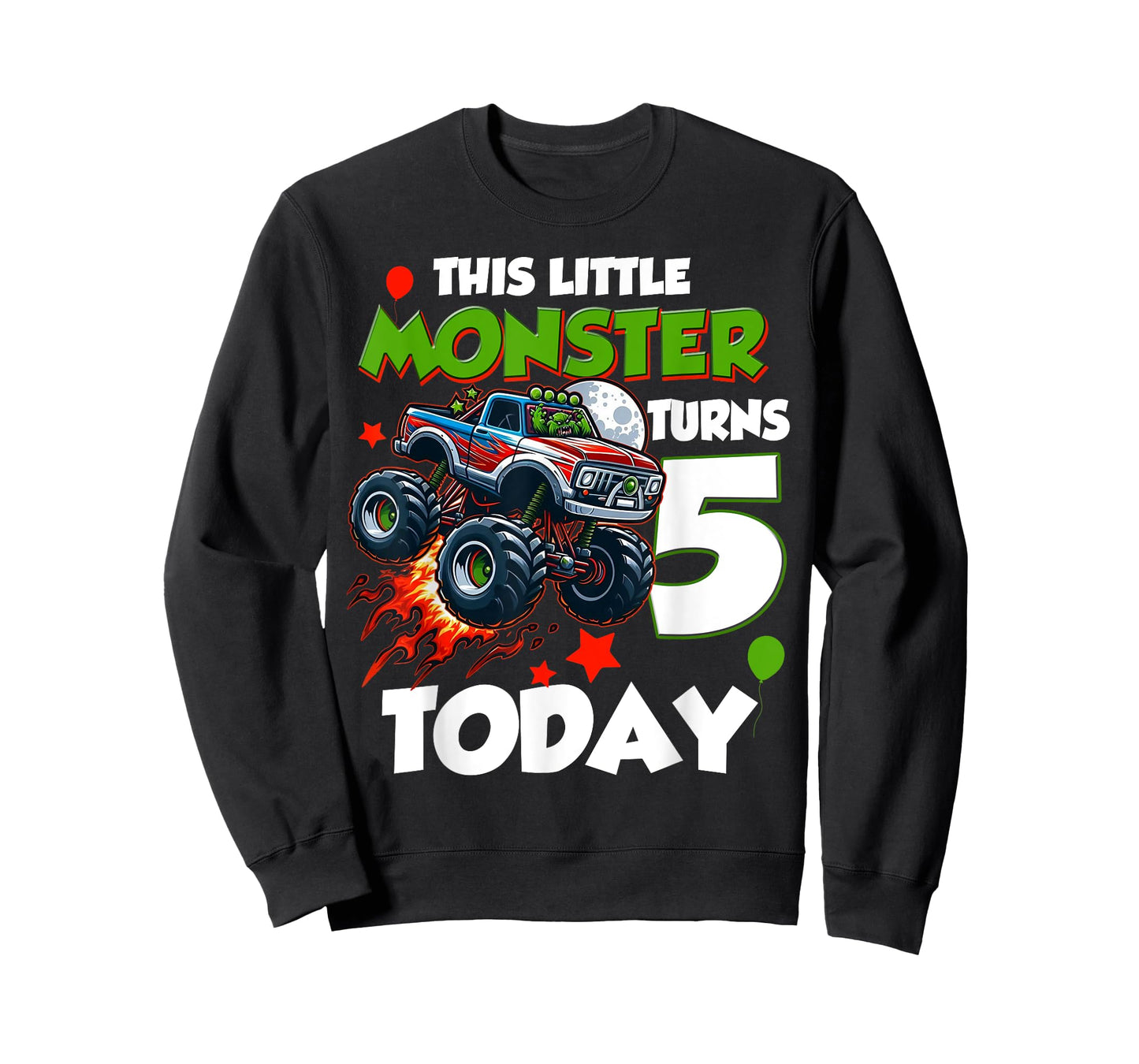 Birthday Monster Truck 5 year Old Boys This Little Turns 5th T-Shirt