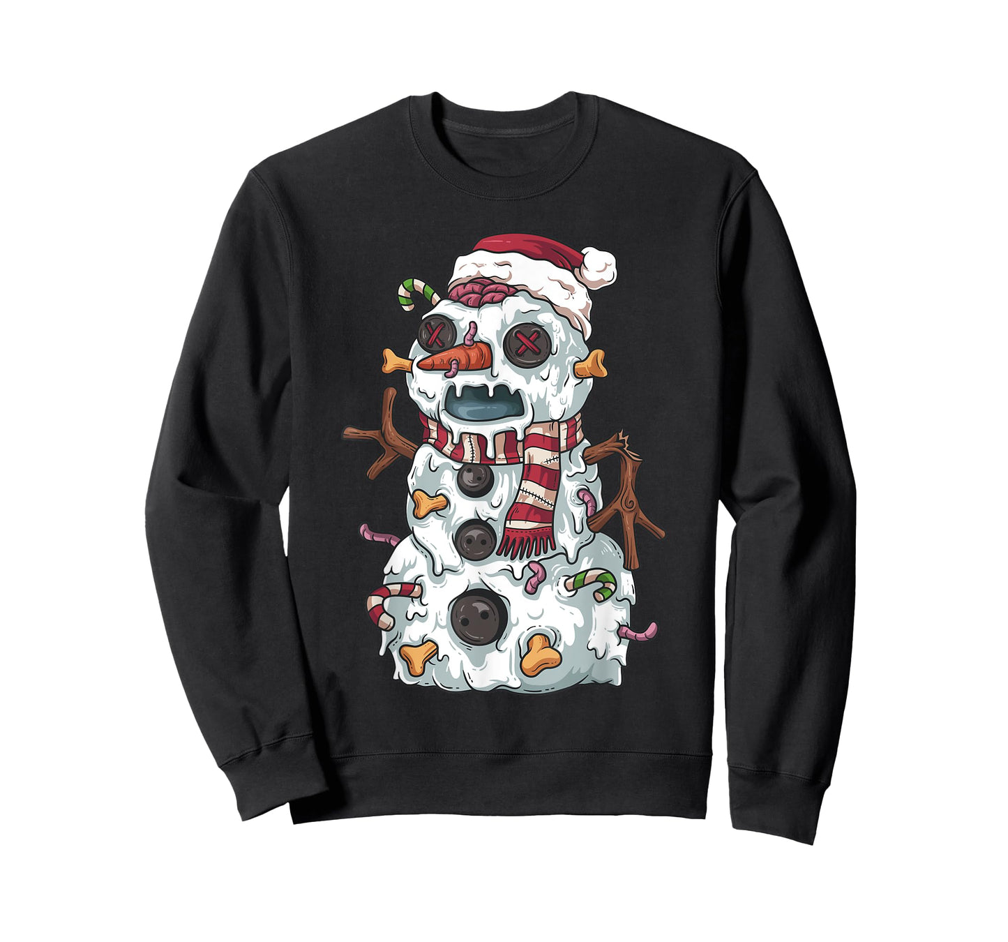Zombie Christmas Snowman Funny Cartoon Holiday T-Shirt