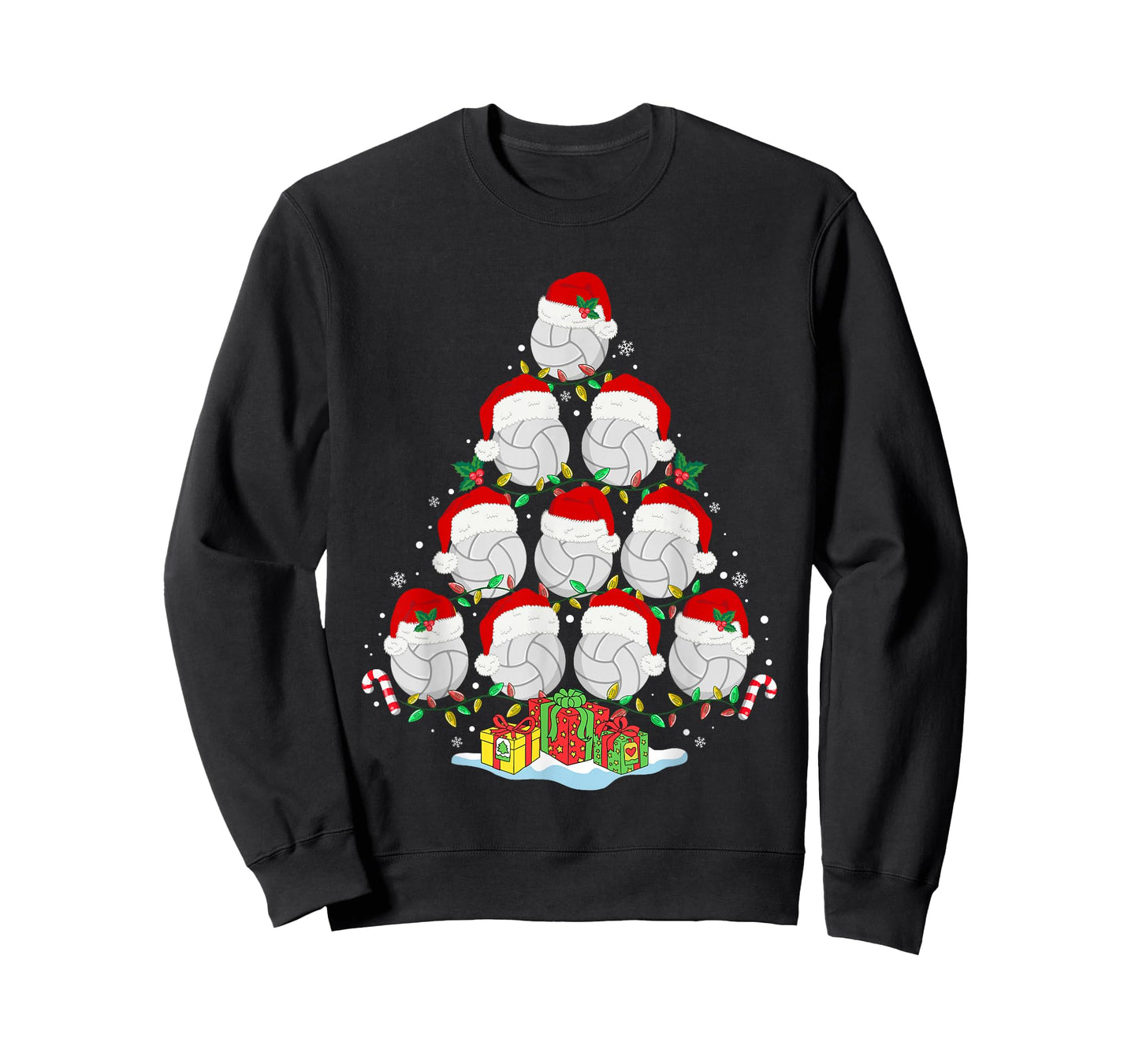 Volleyball Christmas Tree Lights Funny Xmas Girls Teen Women T-Shirt