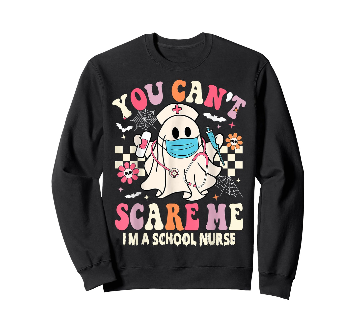 You Can't Scare Me I'm a School Nurse Funny Halloween Nurse T-Shirt