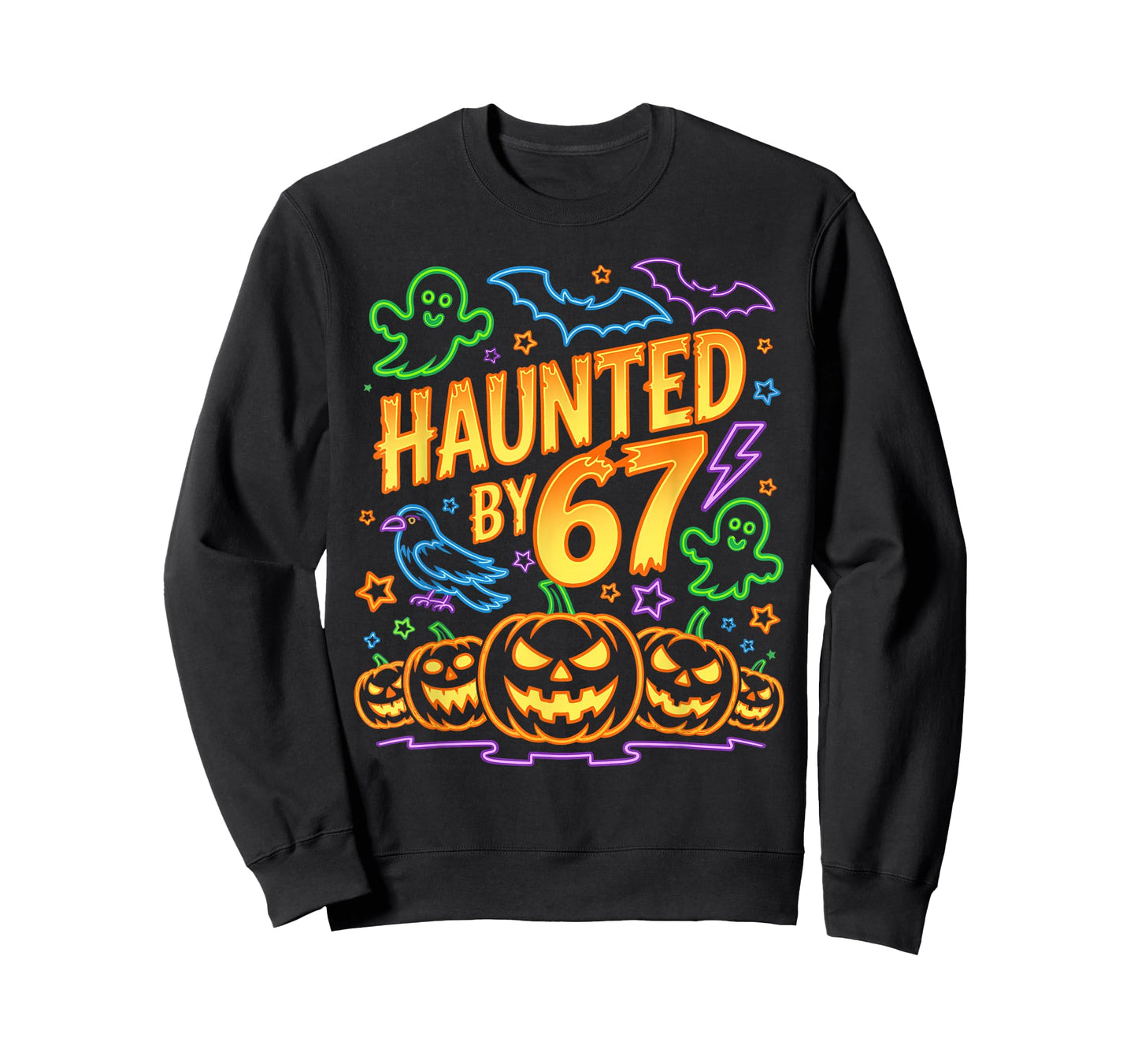 Haunted by 67 – Funny Six Seven Meme 6 7 Halloween Costume T-Shirt