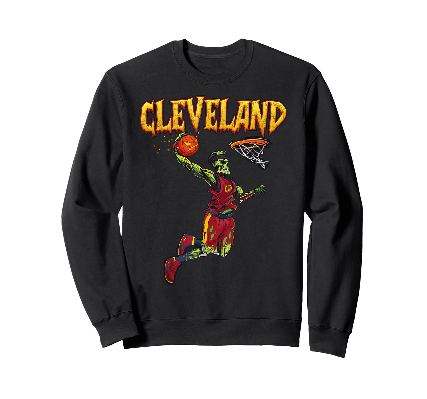 Jump Zombie Cleveland Dunk Player Halloween Pumpkin Ball T-Shirt