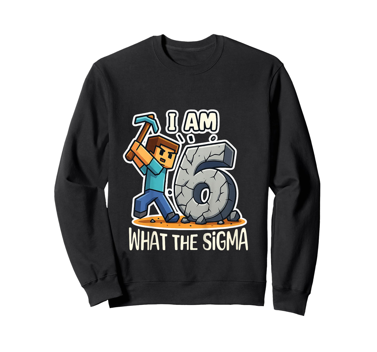 Kids 6 Years Old Sigma Pixel Art Mining Gamer Birthday T-Shirt