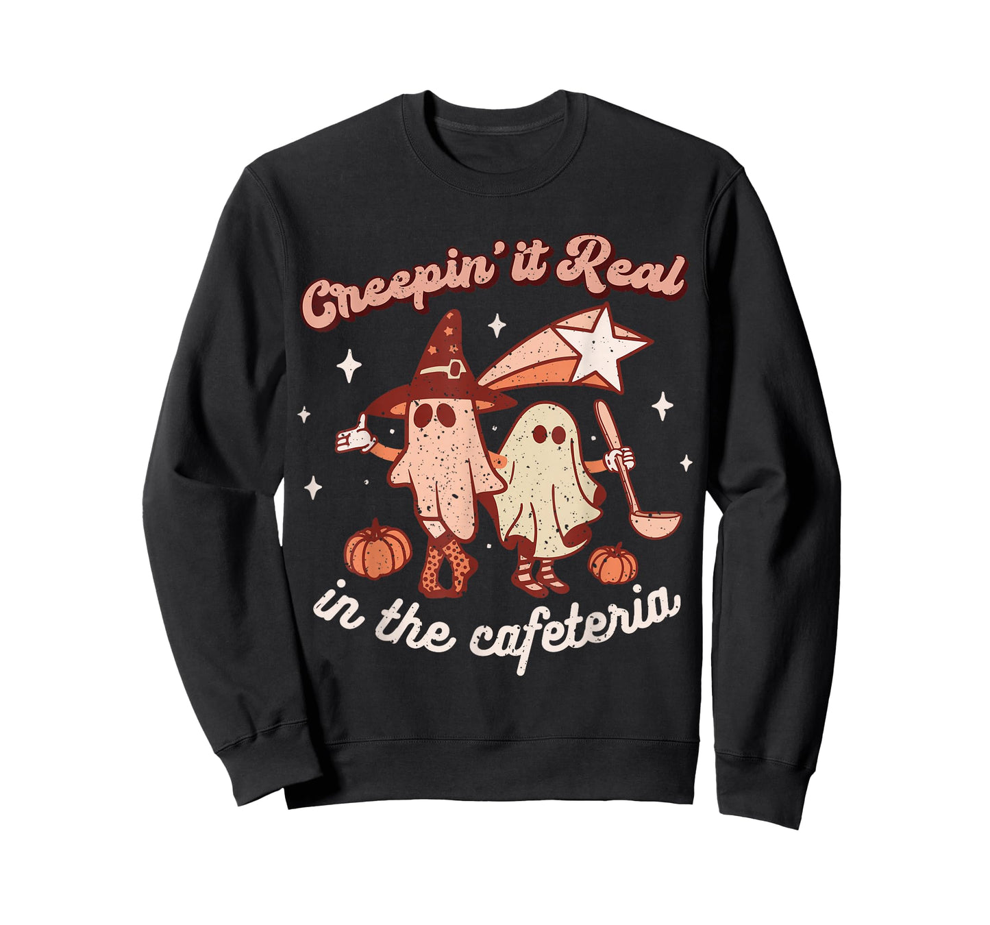 Fall Lunch Lady Retro Halloween Cafeteria Pumpkin Team T-Shirt