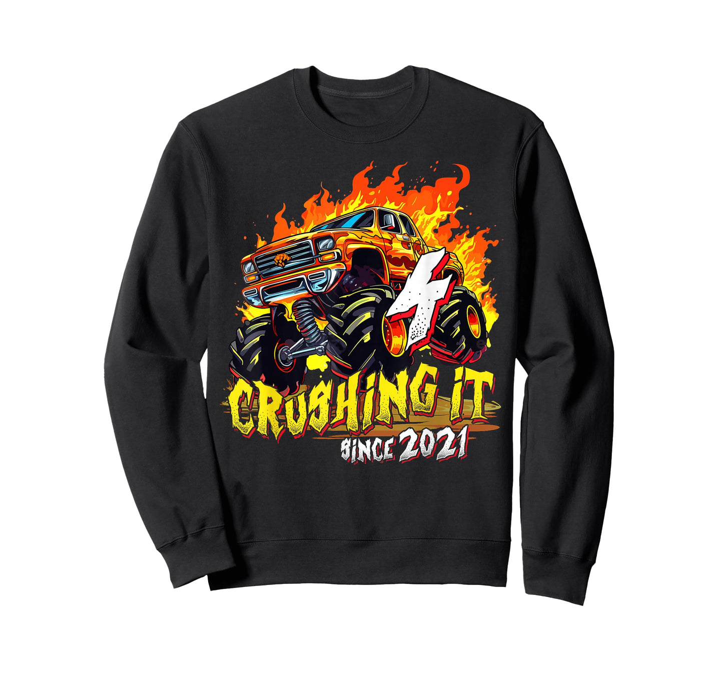 Monster Truck 4 Years Old Crushing It Since 2021 4th Bday T-Shirt